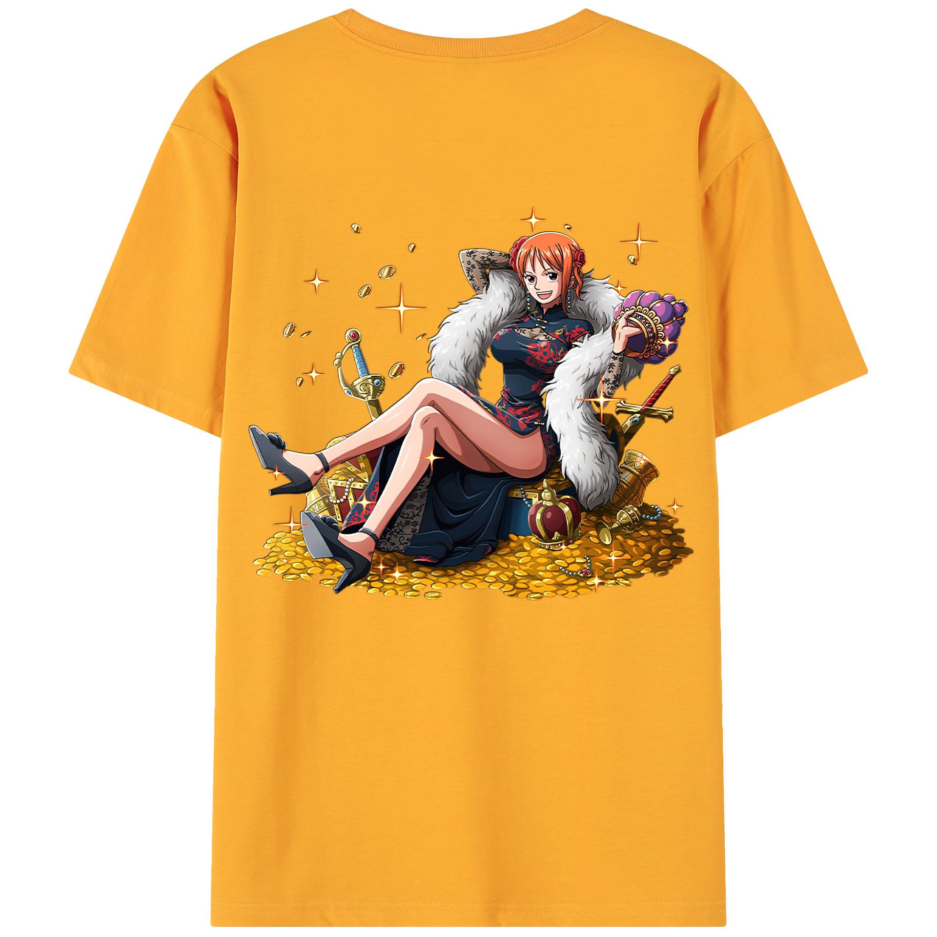 （画像用） ワンピース ナミ ONE PIECE Nami 綿100％ メンズ半袖Tシャツ（バックプリント） 通気性