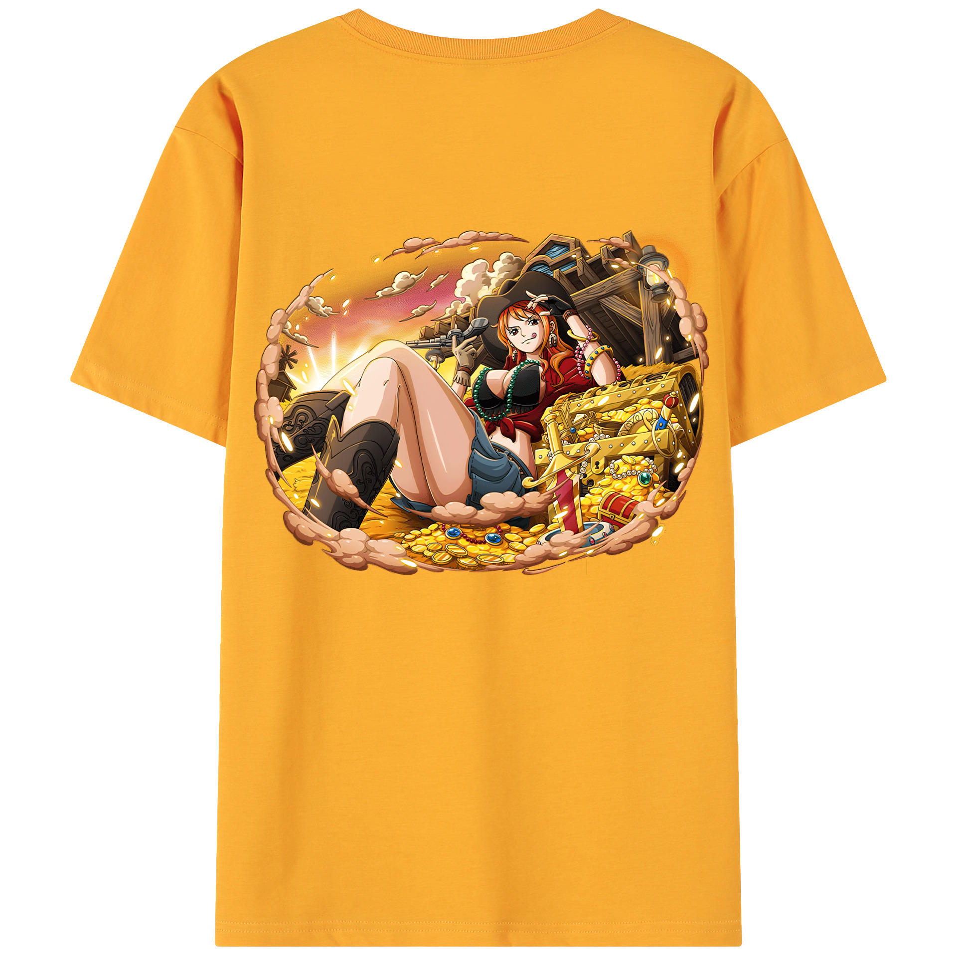 （画像用） ワンピース ナミ ONE PIECE Nami 綿100％ メンズ半袖Tシャツ（バックプリント） 通気性