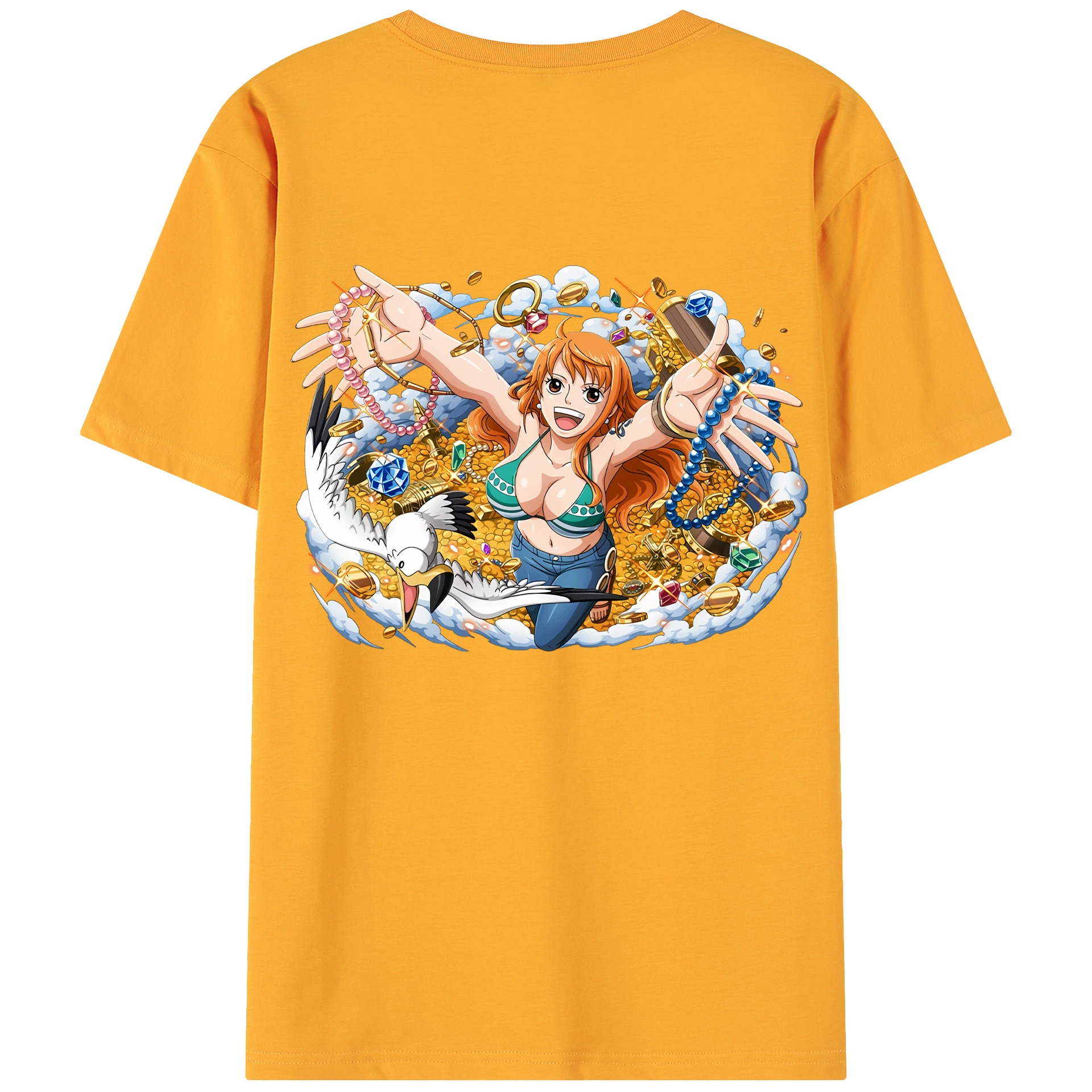 （画像用） ワンピース ナミ ONE PIECE Nami 綿100％ メンズ半袖Tシャツ（バックプリント） 通気性