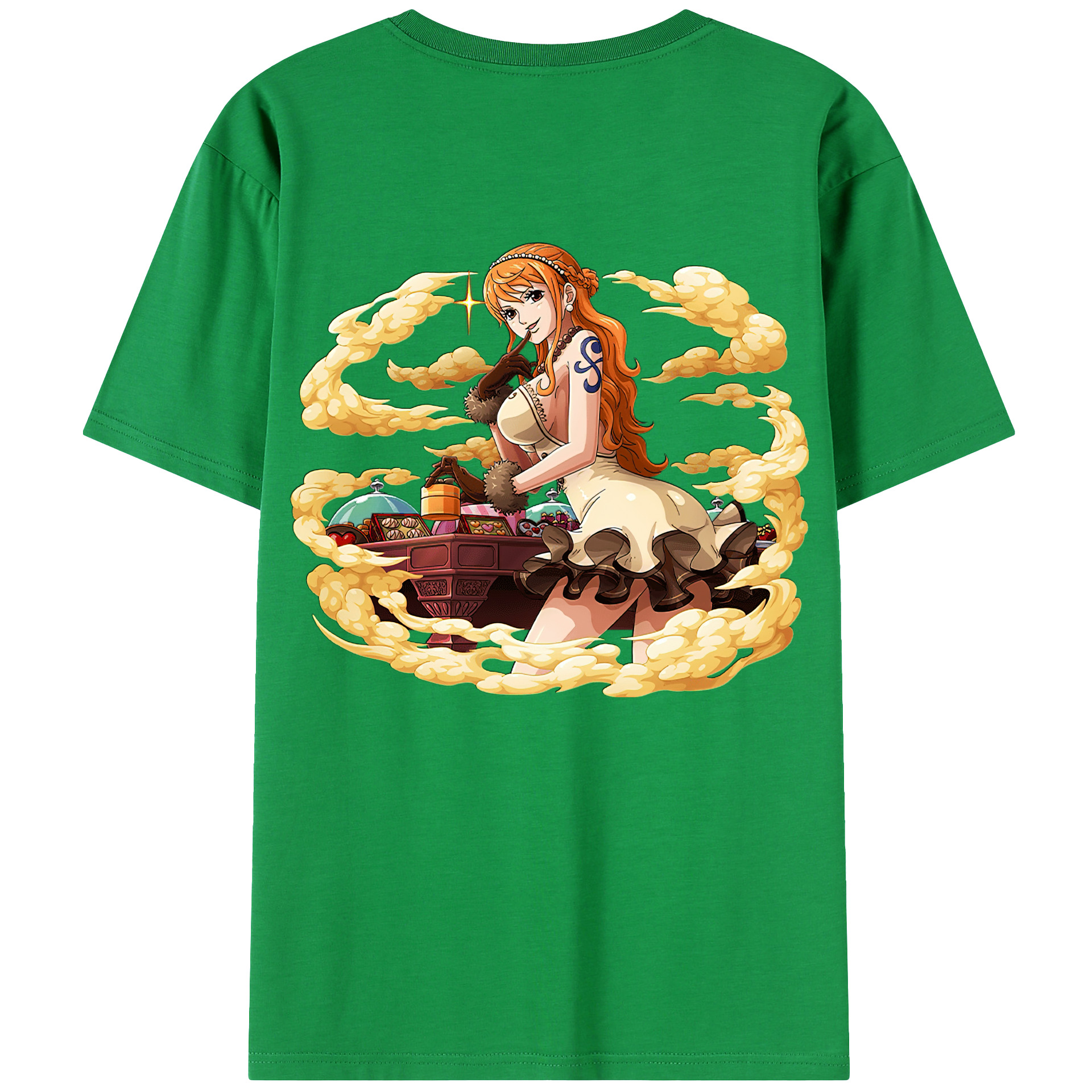 （画像用） ワンピース ナミ ONE PIECE Nami 綿100％ メンズ半袖Tシャツ（バックプリント） 通気性
