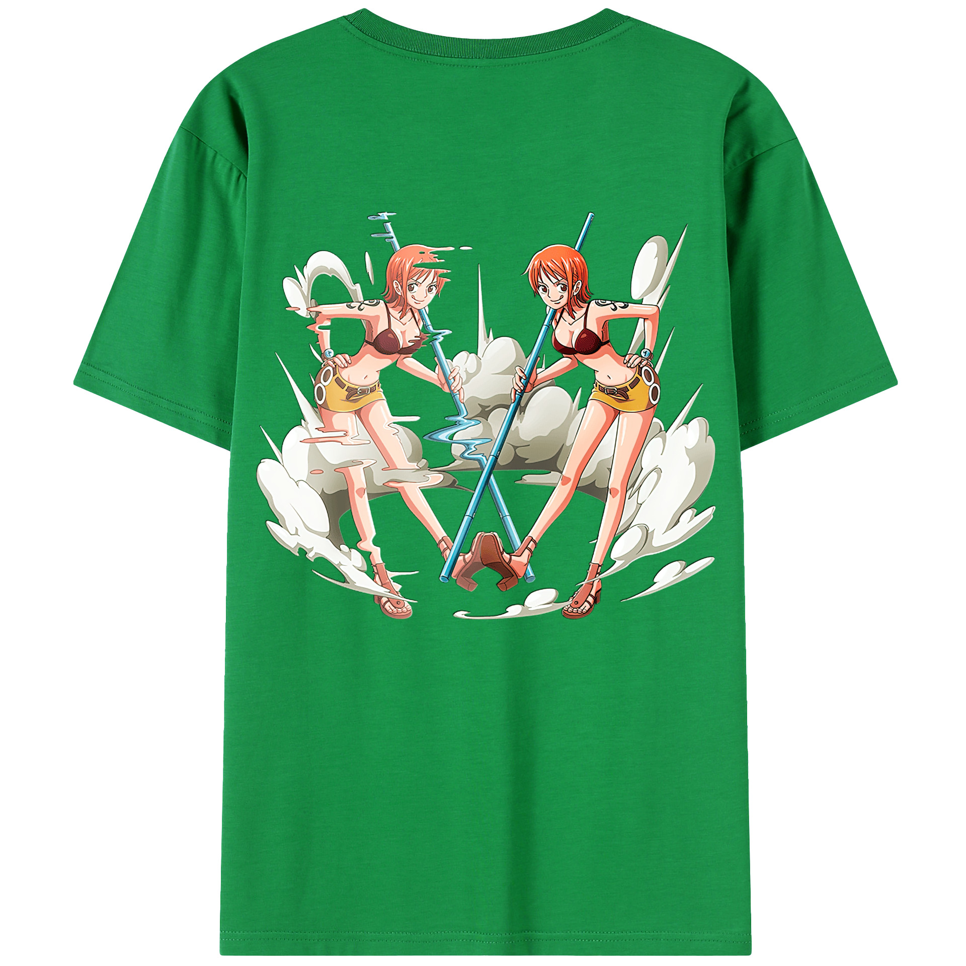 （画像用） ワンピース ナミ ONE PIECE Nami 綿100％ メンズ半袖Tシャツ（バックプリント） 通気性