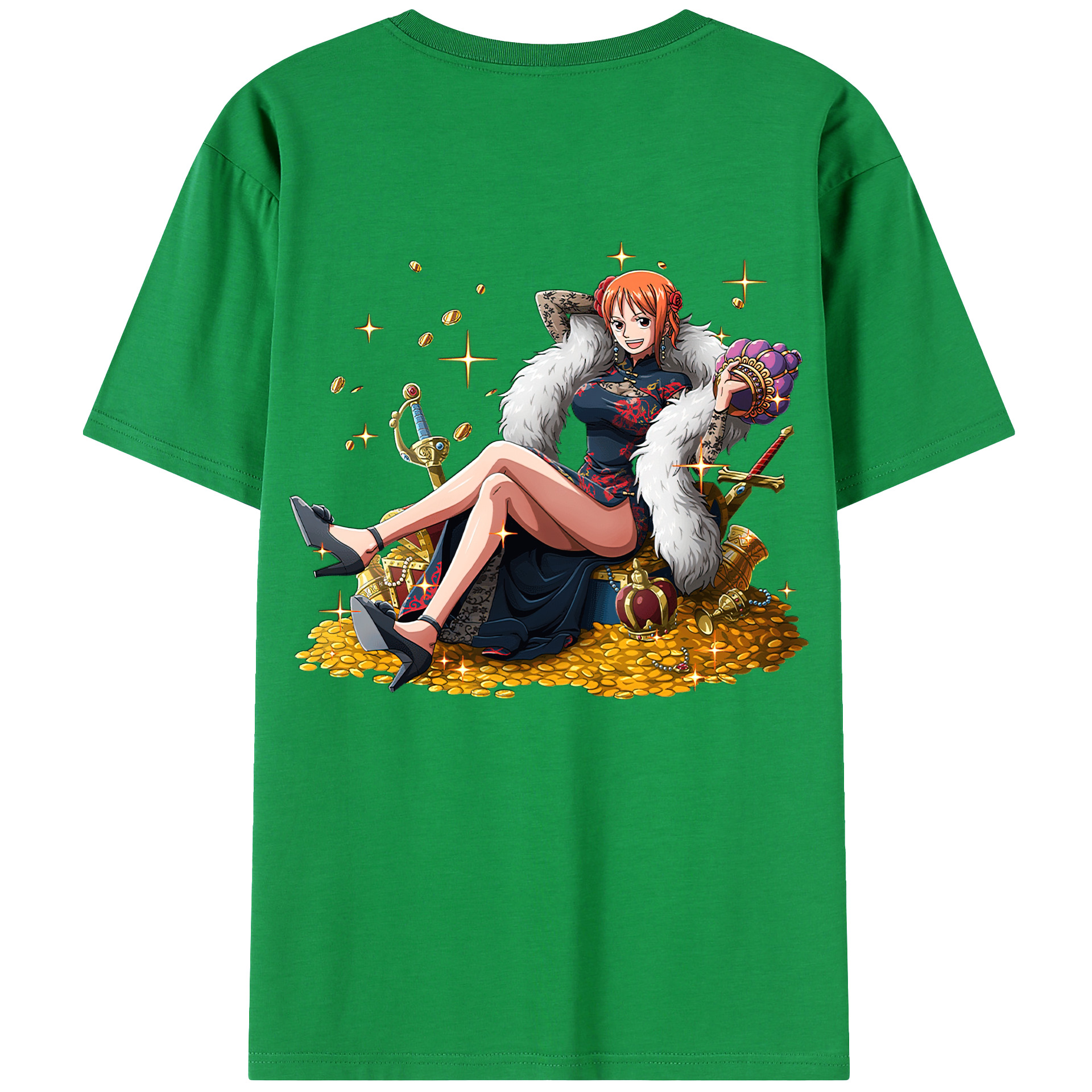 （画像用） ワンピース ナミ ONE PIECE Nami 綿100％ メンズ半袖Tシャツ（バックプリント） 通気性