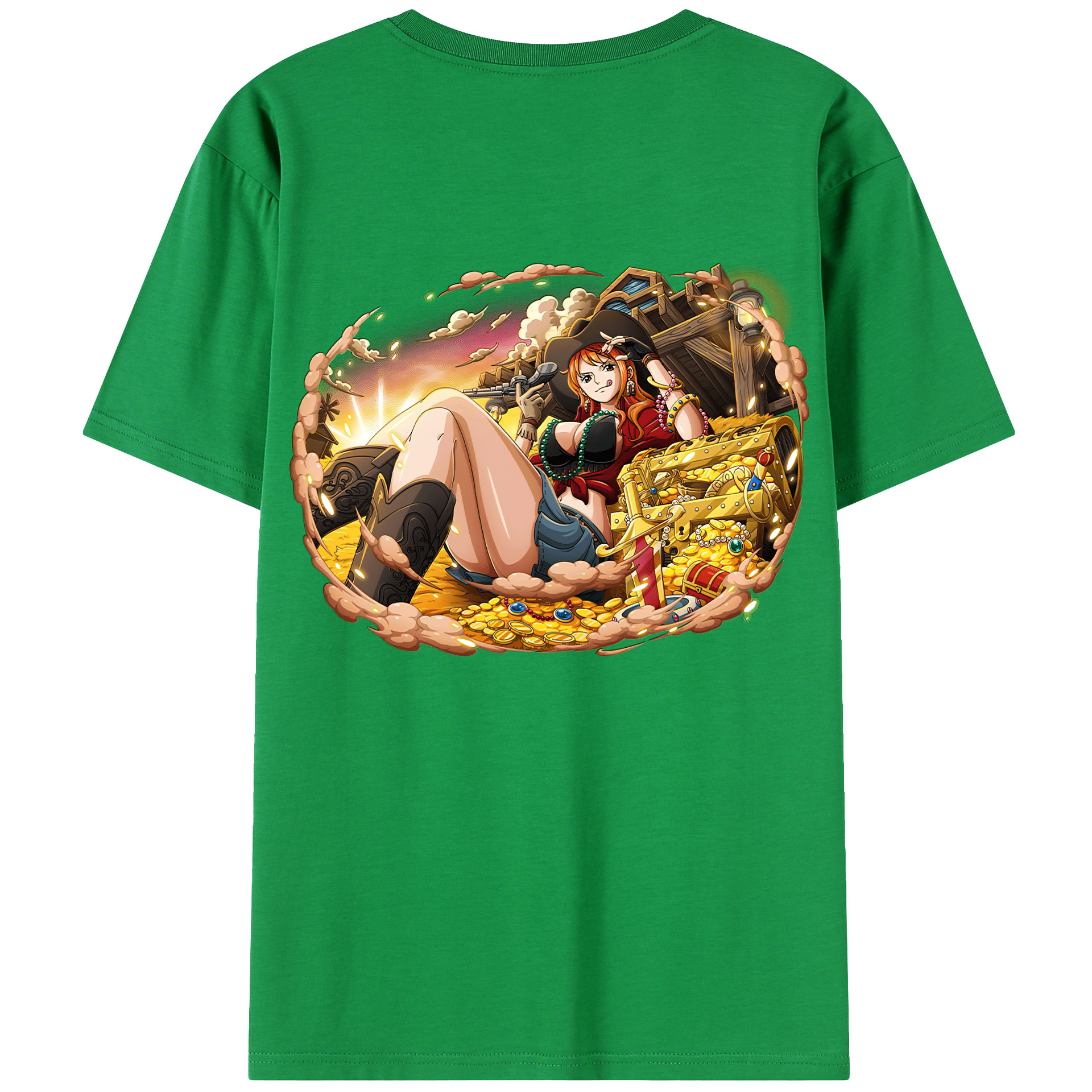 （画像用） ワンピース ナミ ONE PIECE Nami 綿100％ メンズ半袖Tシャツ（バックプリント） 通気性