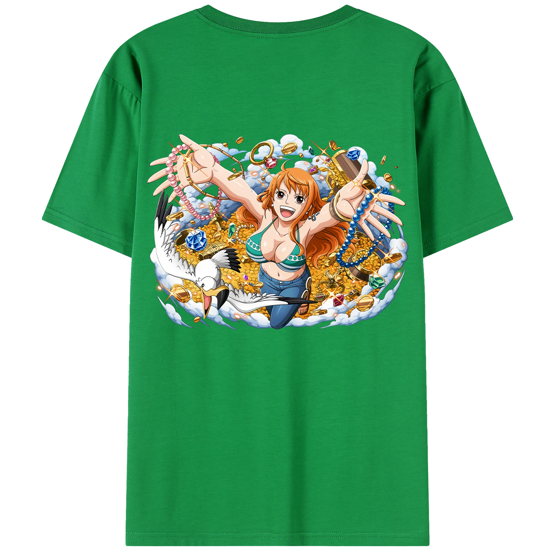 （画像用） ワンピース ナミ ONE PIECE Nami 綿100％ メンズ半袖Tシャツ（バックプリント） 通気性