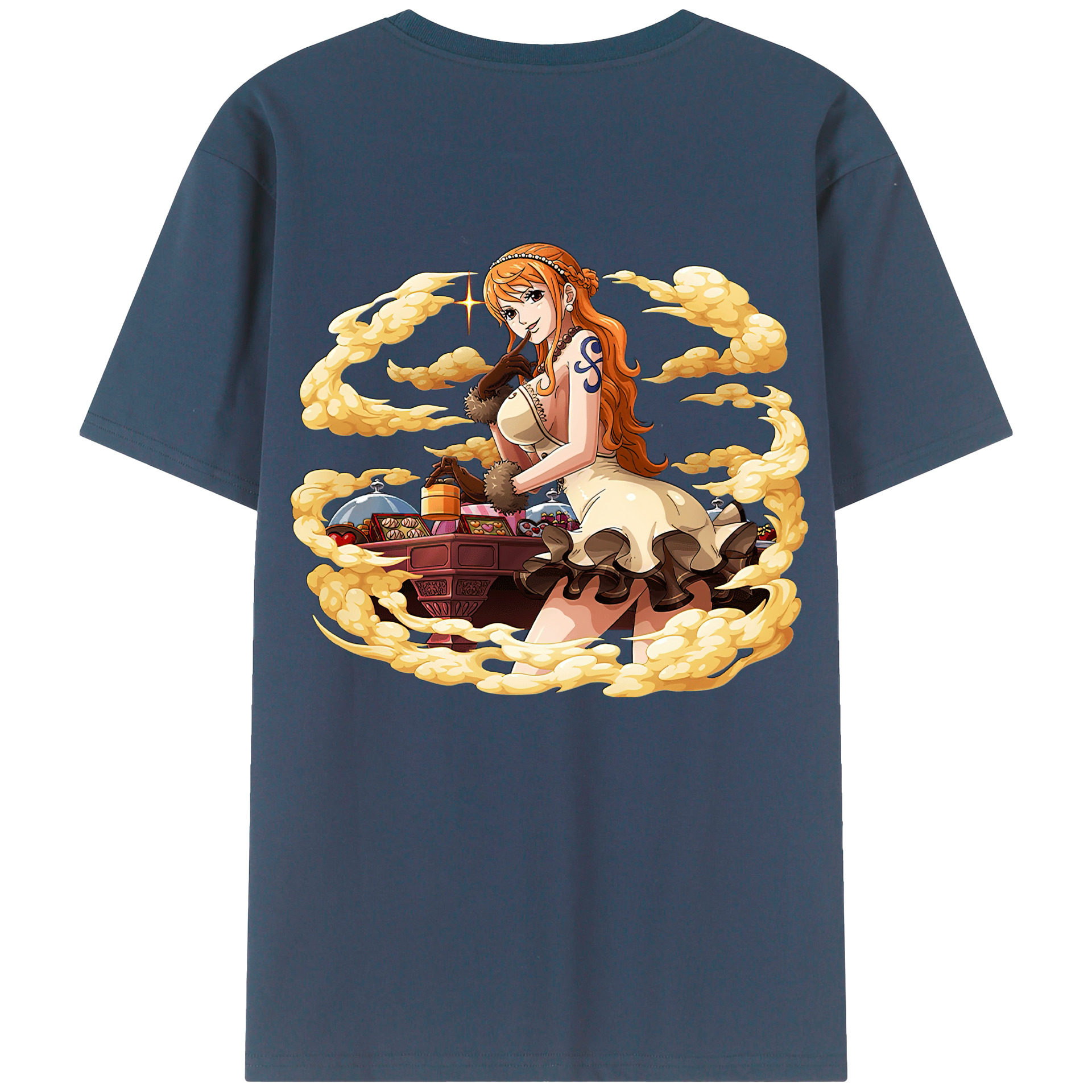 （画像用） ワンピース ナミ ONE PIECE Nami 綿100％ メンズ半袖Tシャツ（バックプリント） 通気性