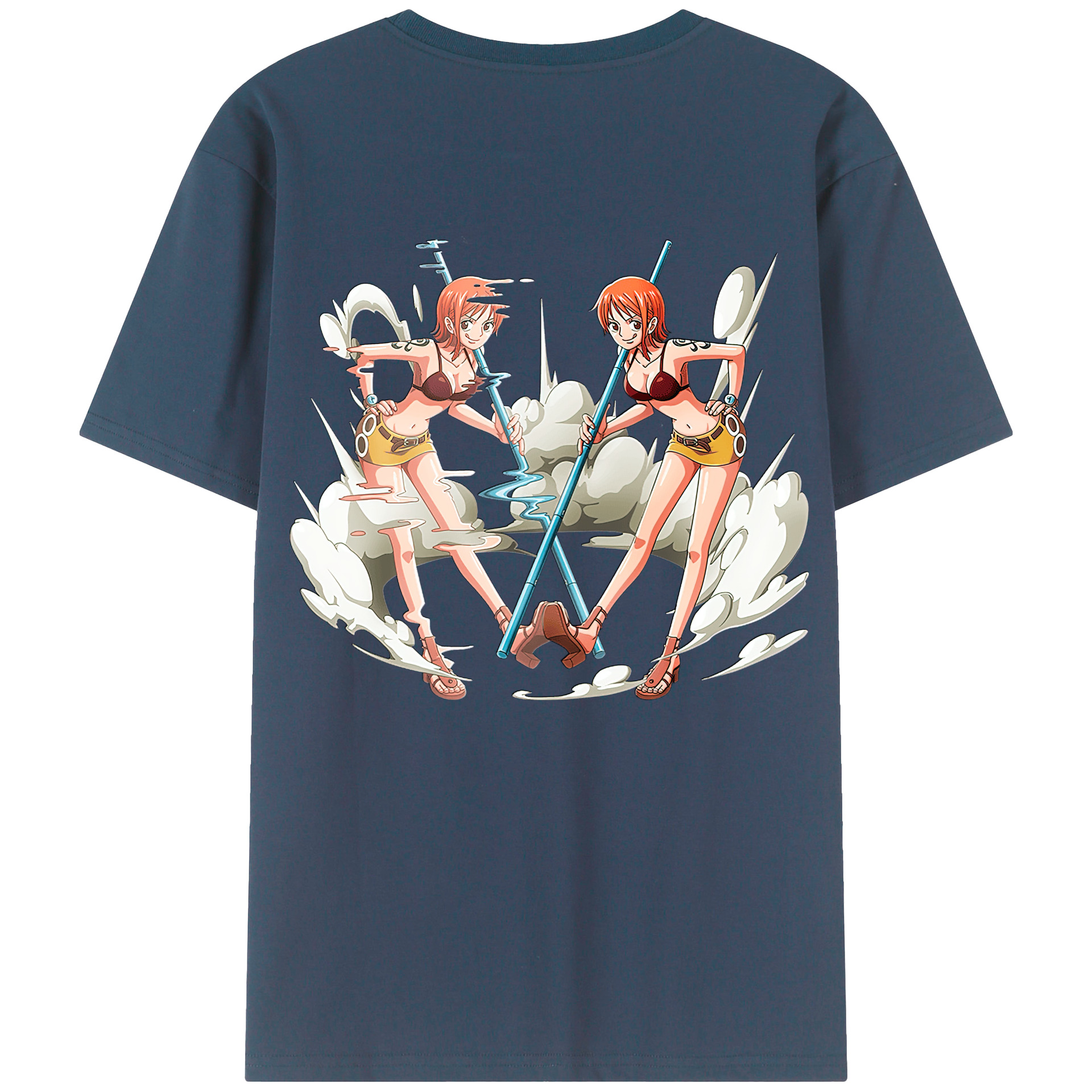 （画像用） ワンピース ナミ ONE PIECE Nami 綿100％ メンズ半袖Tシャツ（バックプリント） 通気性