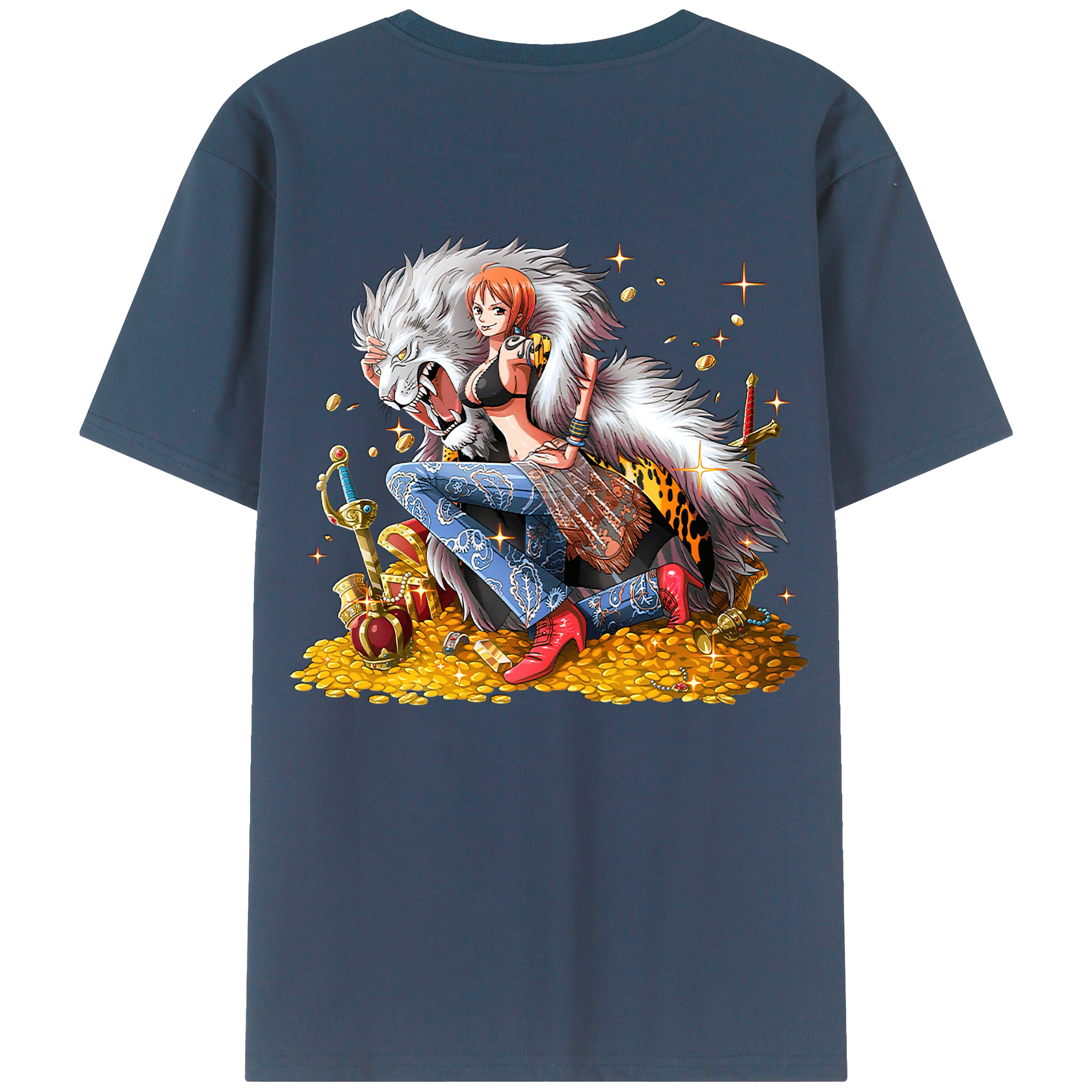 （画像用） ワンピース ナミ ONE PIECE Nami 綿100％ メンズ半袖Tシャツ（バックプリント） 通気性