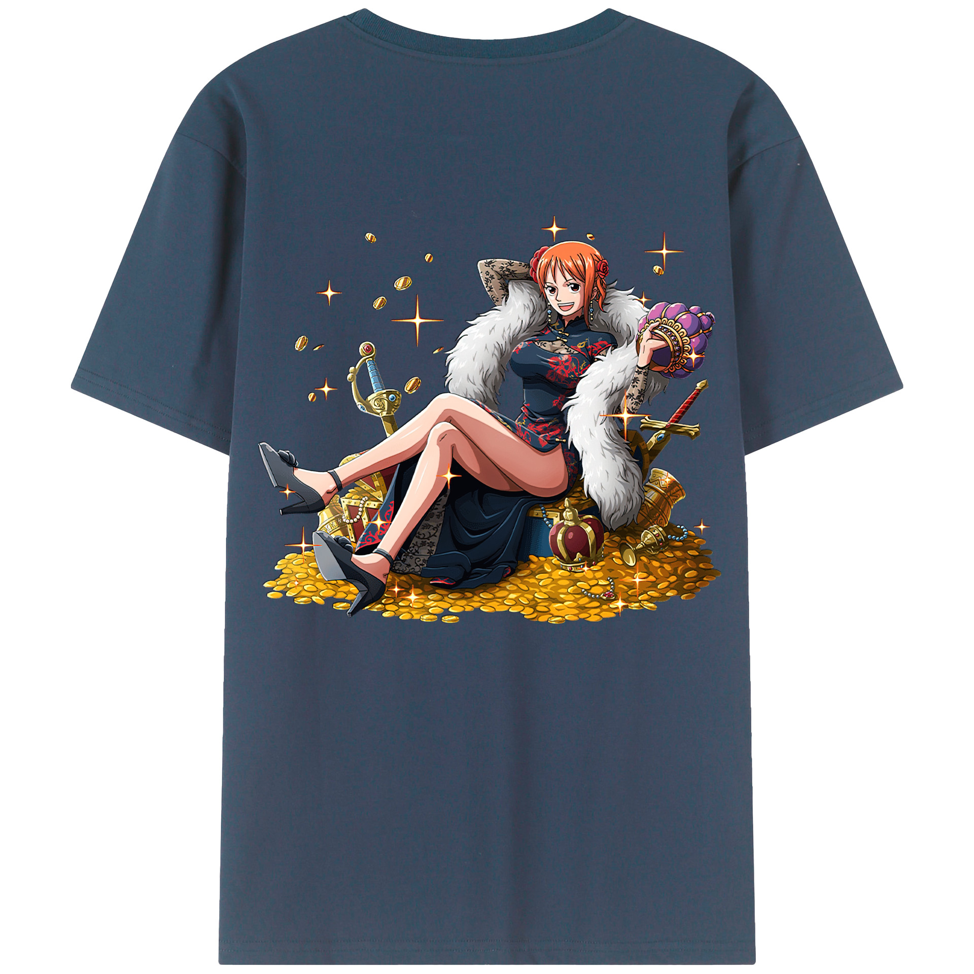 （画像用） ワンピース ナミ ONE PIECE Nami 綿100％ メンズ半袖Tシャツ（バックプリント） 通気性