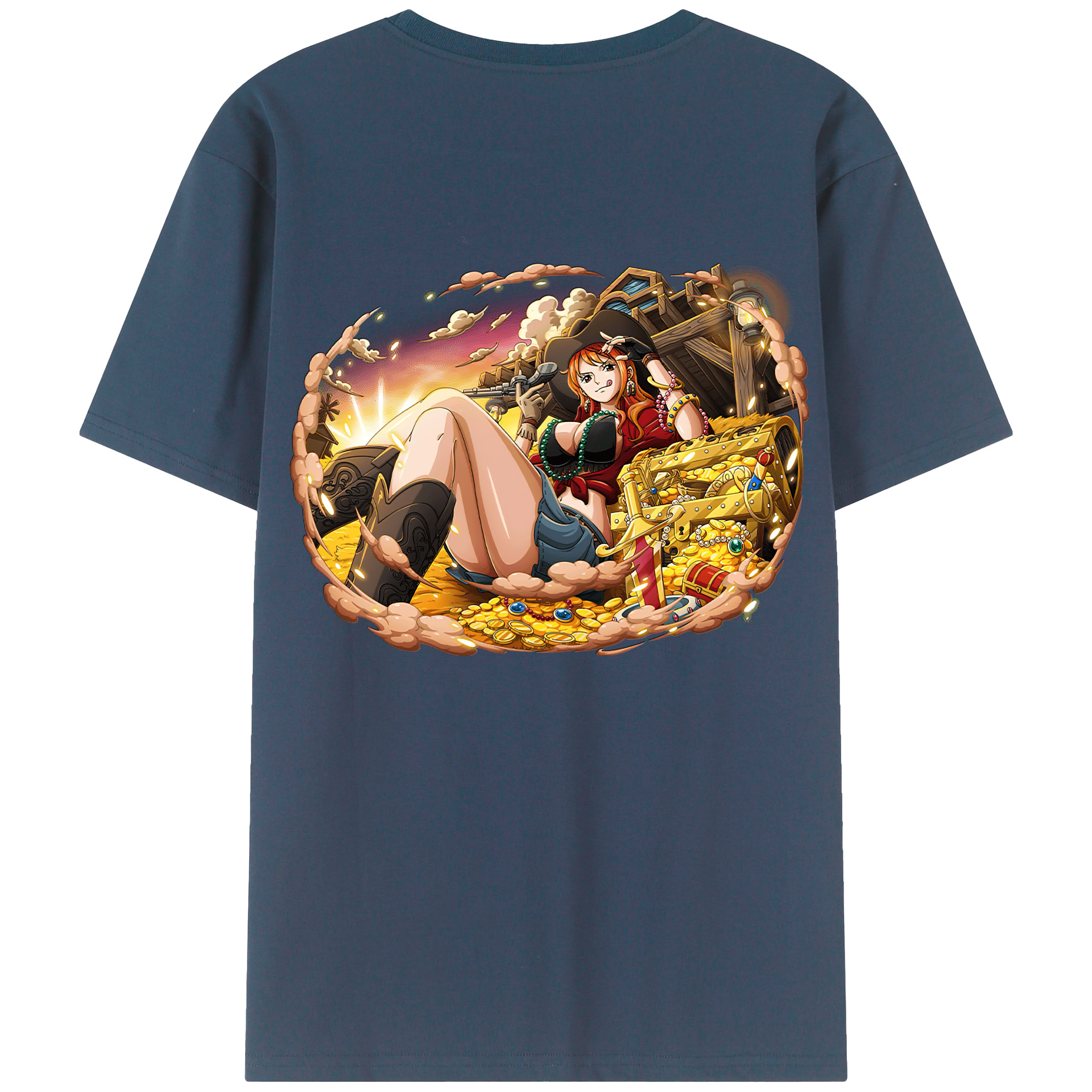 （画像用） ワンピース ナミ ONE PIECE Nami 綿100％ メンズ半袖Tシャツ（バックプリント） 通気性