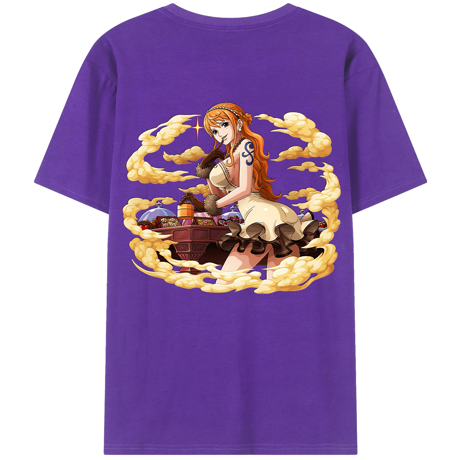 （画像用） ワンピース ナミ ONE PIECE Nami 綿100％ メンズ半袖Tシャツ（バックプリント） 通気性