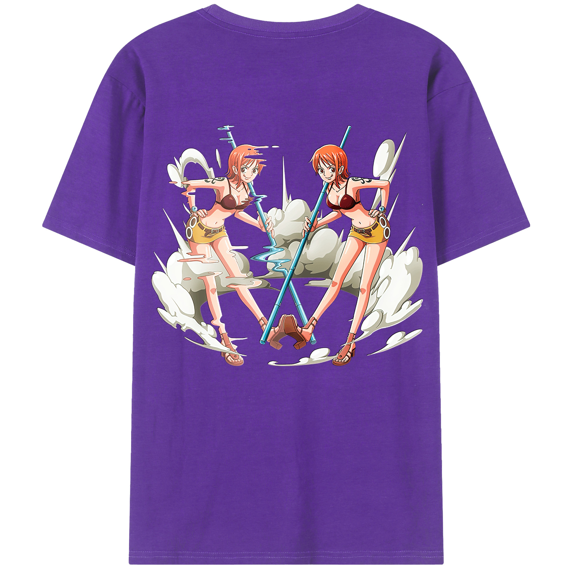 （画像用） ワンピース ナミ ONE PIECE Nami 綿100％ メンズ半袖Tシャツ（バックプリント） 通気性
