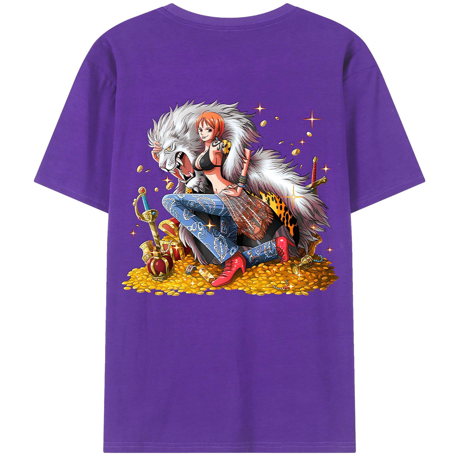 （画像用） ワンピース ナミ ONE PIECE Nami 綿100％ メンズ半袖Tシャツ（バックプリント） 通気性