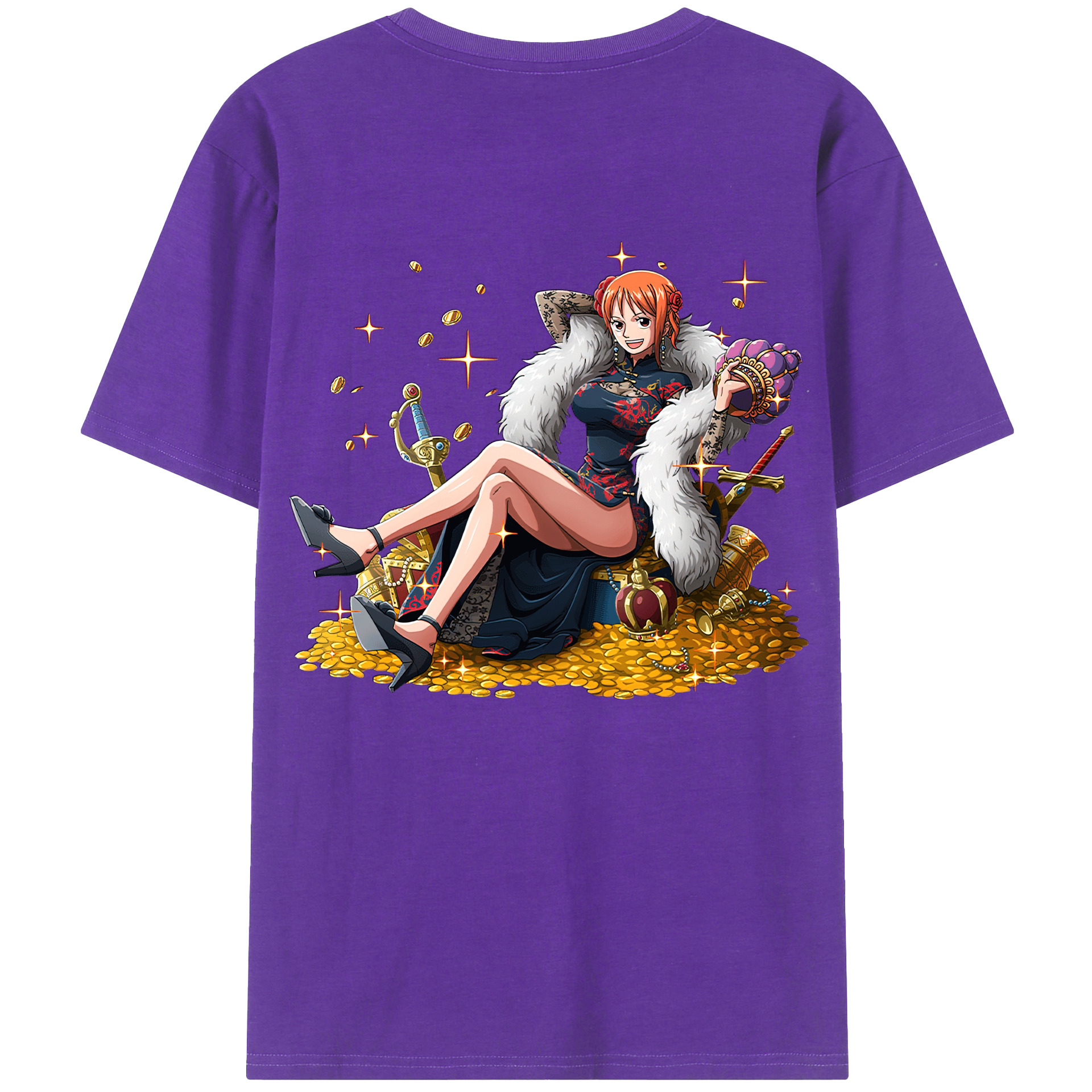 （画像用） ワンピース ナミ ONE PIECE Nami 綿100％ メンズ半袖Tシャツ（バックプリント） 通気性