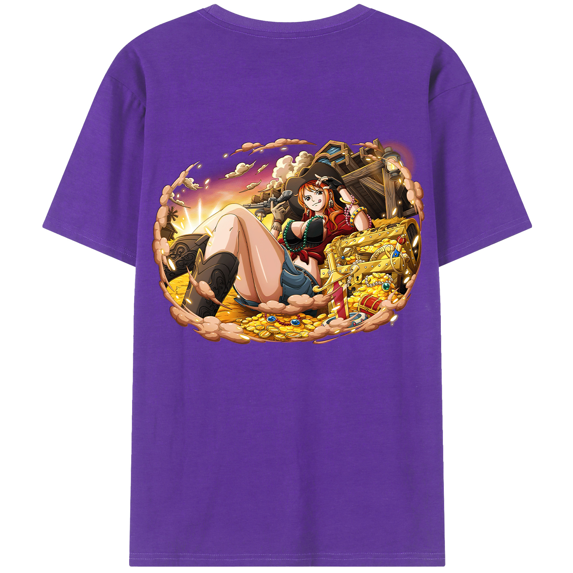 （画像用） ワンピース ナミ ONE PIECE Nami 綿100％ メンズ半袖Tシャツ（バックプリント） 通気性