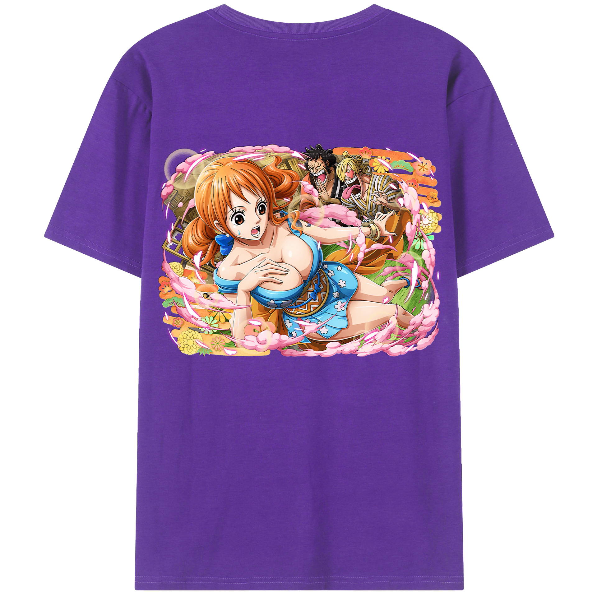 （画像用） ワンピース ナミ ONE PIECE Nami 綿100％ メンズ半袖Tシャツ（バックプリント） 通気性