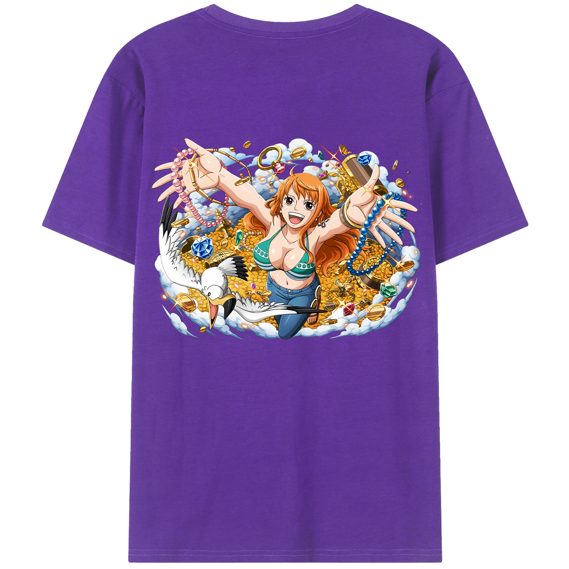 （画像用） ワンピース ナミ ONE PIECE Nami 綿100％ メンズ半袖Tシャツ（バックプリント） 通気性