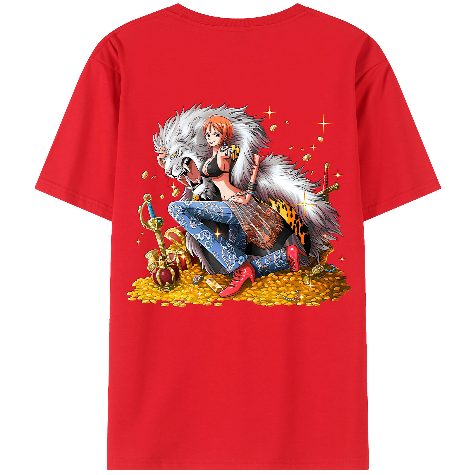 （画像用） ワンピース ナミ ONE PIECE Nami 綿100％ メンズ半袖Tシャツ（バックプリント） 通気性