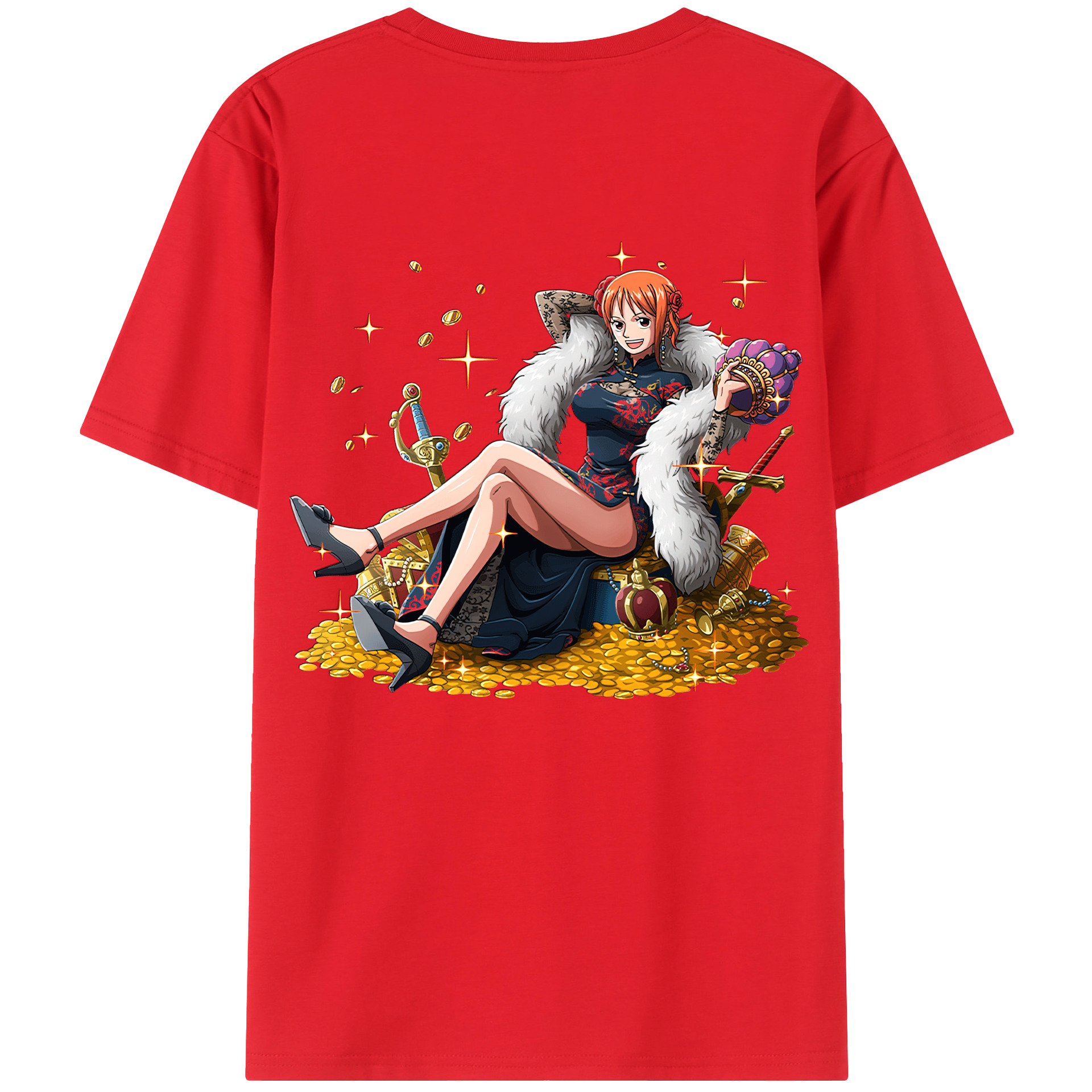（画像用） ワンピース ナミ ONE PIECE Nami 綿100％ メンズ半袖Tシャツ（バックプリント） 通気性