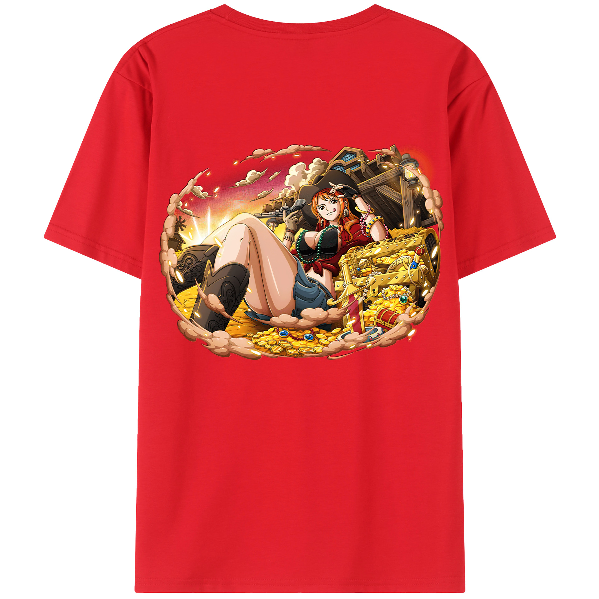 （画像用） ワンピース ナミ ONE PIECE Nami 綿100％ メンズ半袖Tシャツ（バックプリント） 通気性
