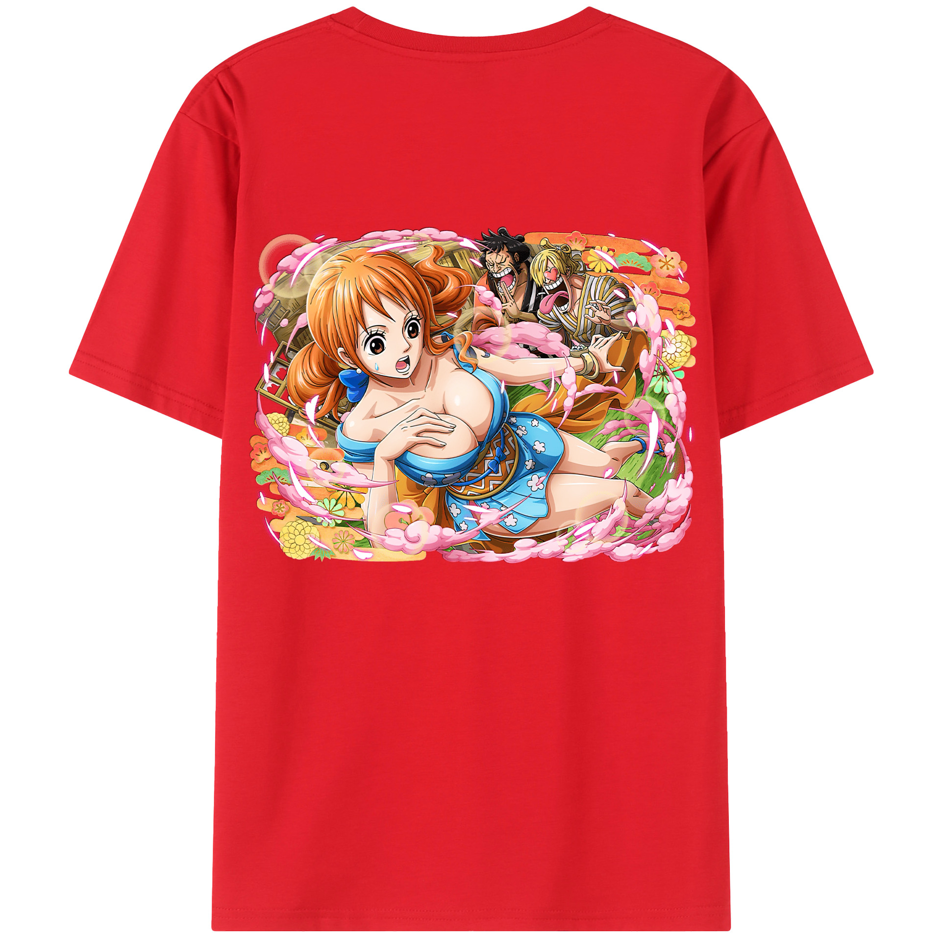 （画像用） ワンピース ナミ ONE PIECE Nami 綿100％ メンズ半袖Tシャツ（バックプリント） 通気性