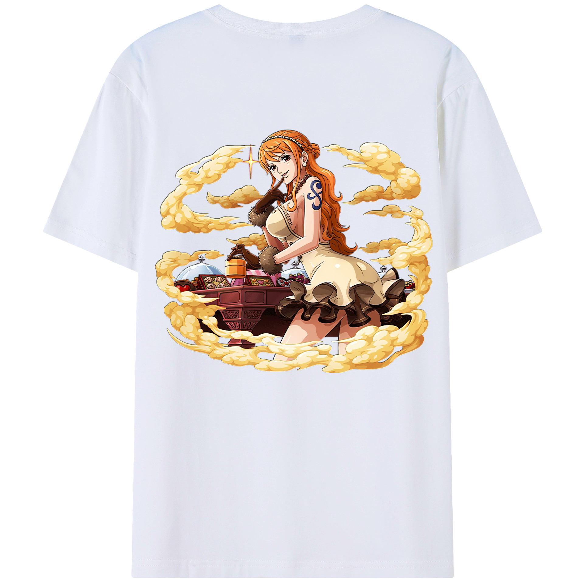 （画像用） ワンピース ナミ ONE PIECE Nami 綿100％ メンズ半袖Tシャツ（バックプリント） 通気性
