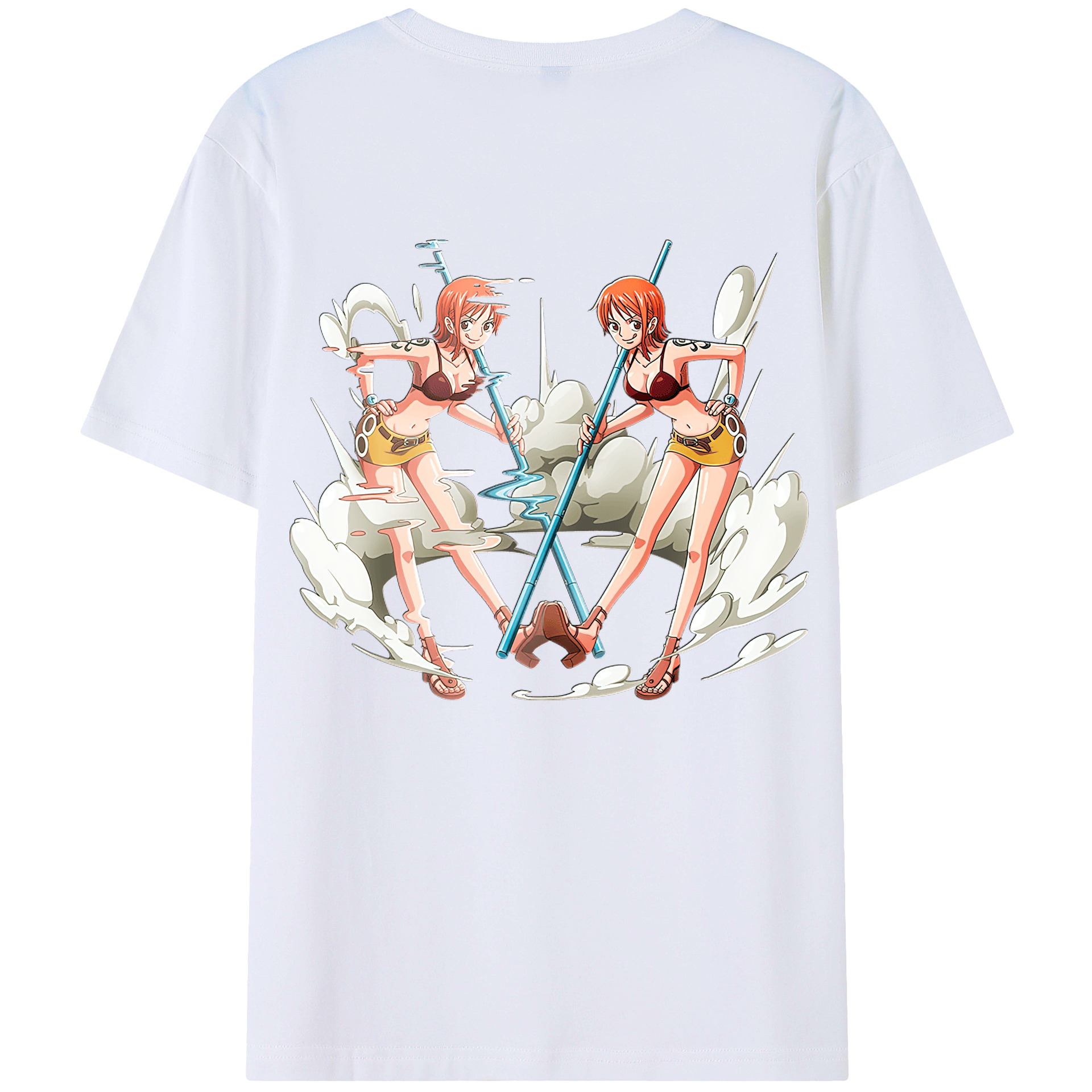 （画像用） ワンピース ナミ ONE PIECE Nami 綿100％ メンズ半袖Tシャツ（バックプリント） 通気性