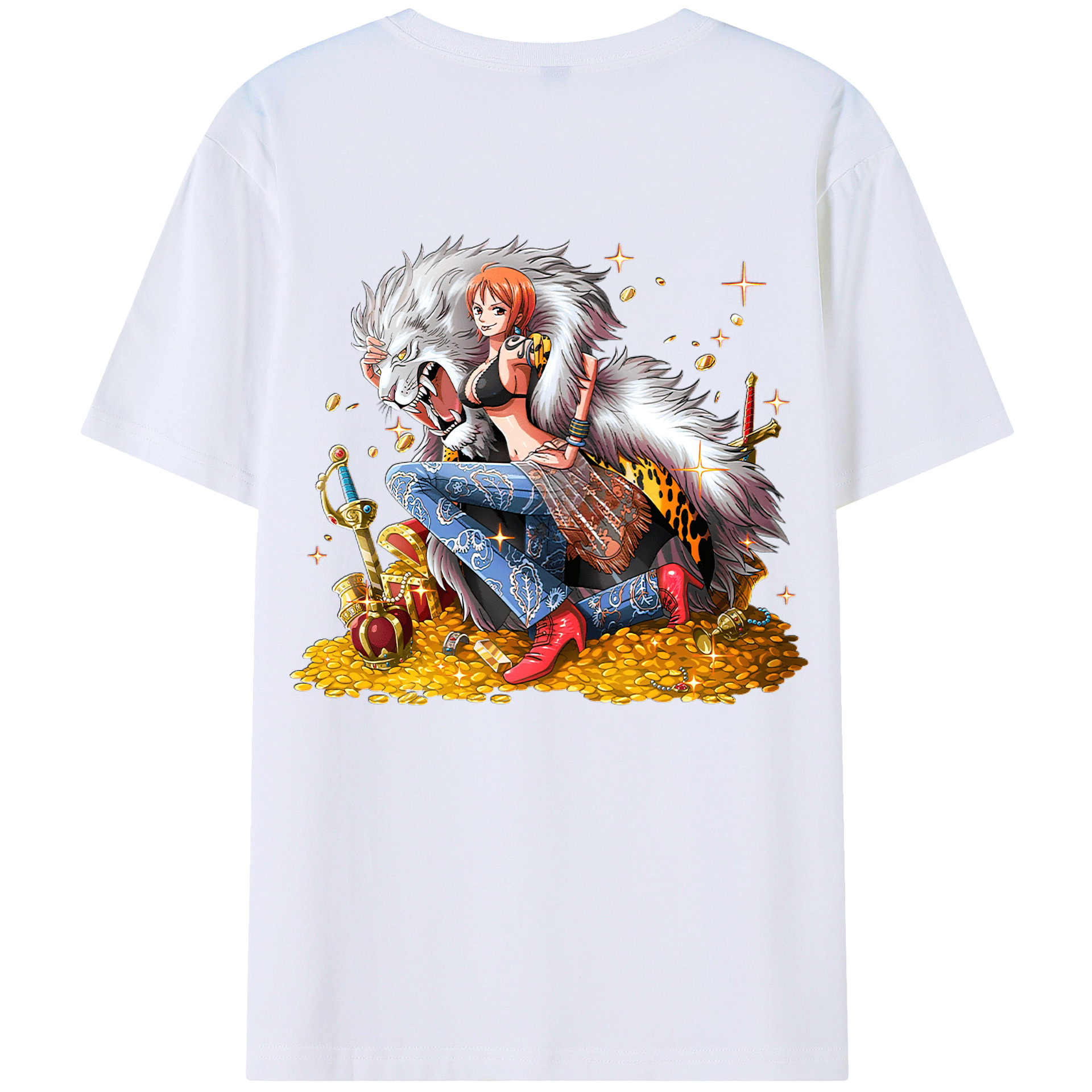 （画像用） ワンピース ナミ ONE PIECE Nami 綿100％ メンズ半袖Tシャツ（バックプリント） 通気性