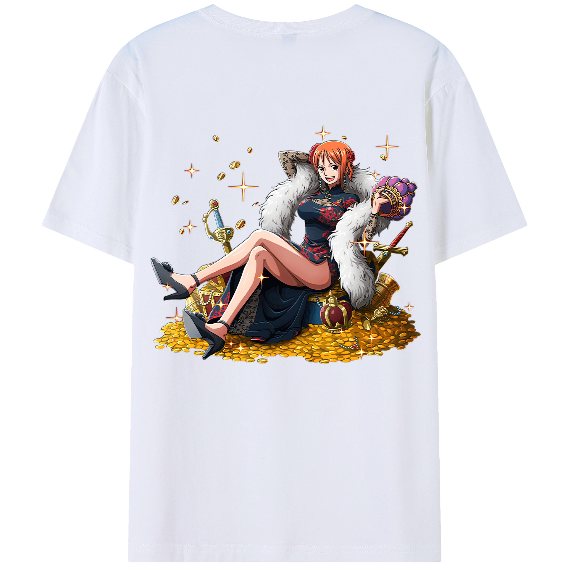 （画像用） ワンピース ナミ ONE PIECE Nami 綿100％ メンズ半袖Tシャツ（バックプリント） 通気性