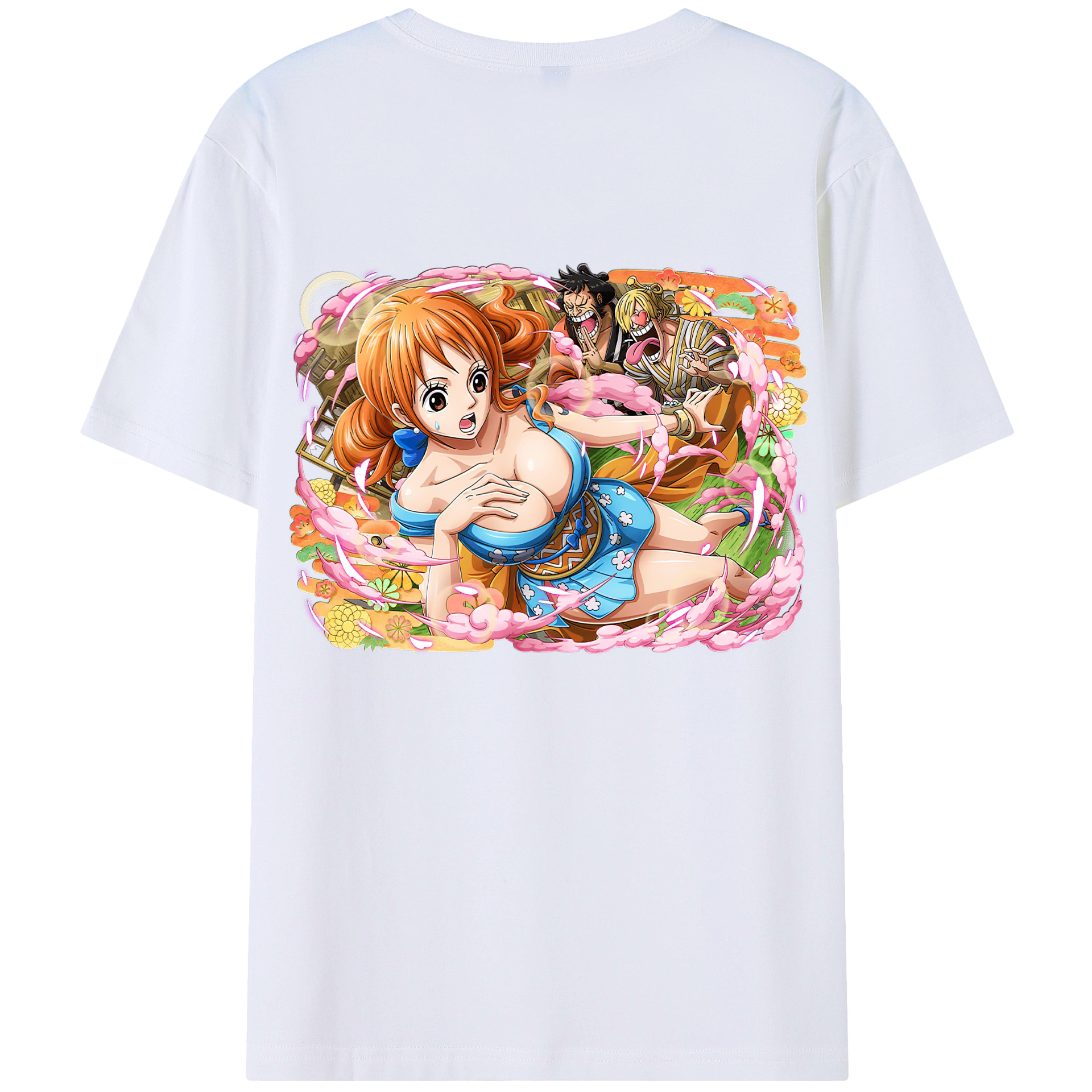 （画像用） ワンピース ナミ ONE PIECE Nami 綿100％ メンズ半袖Tシャツ（バックプリント） 通気性