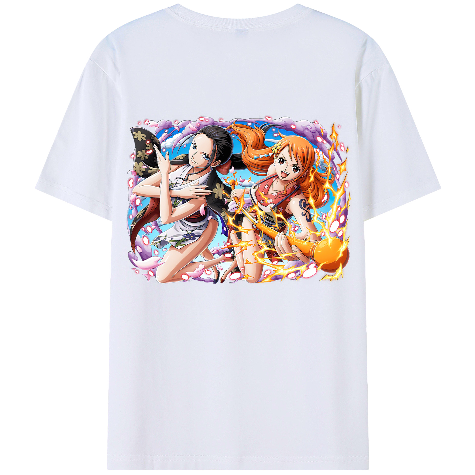 （画像用） ワンピース ナミ ONE PIECE Nami 綿100％ メンズ半袖Tシャツ（バックプリント） 通気性