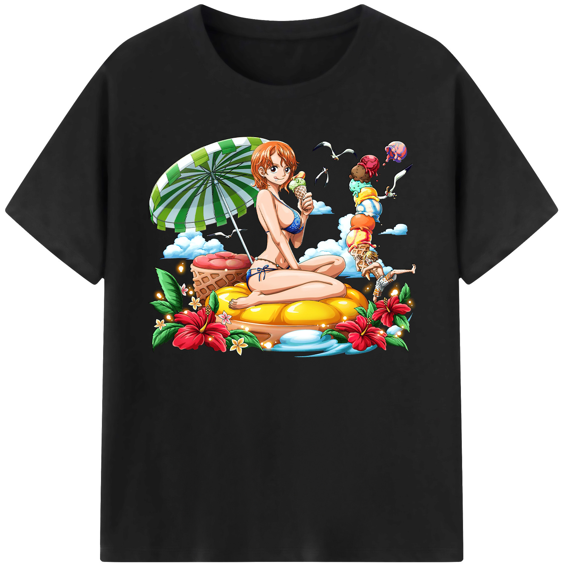 （画像用） ワンピース ナミ ONE PIECE Nami 綿100％ メンズ半袖Tシャツ｜肌触りやわらか＆通気性