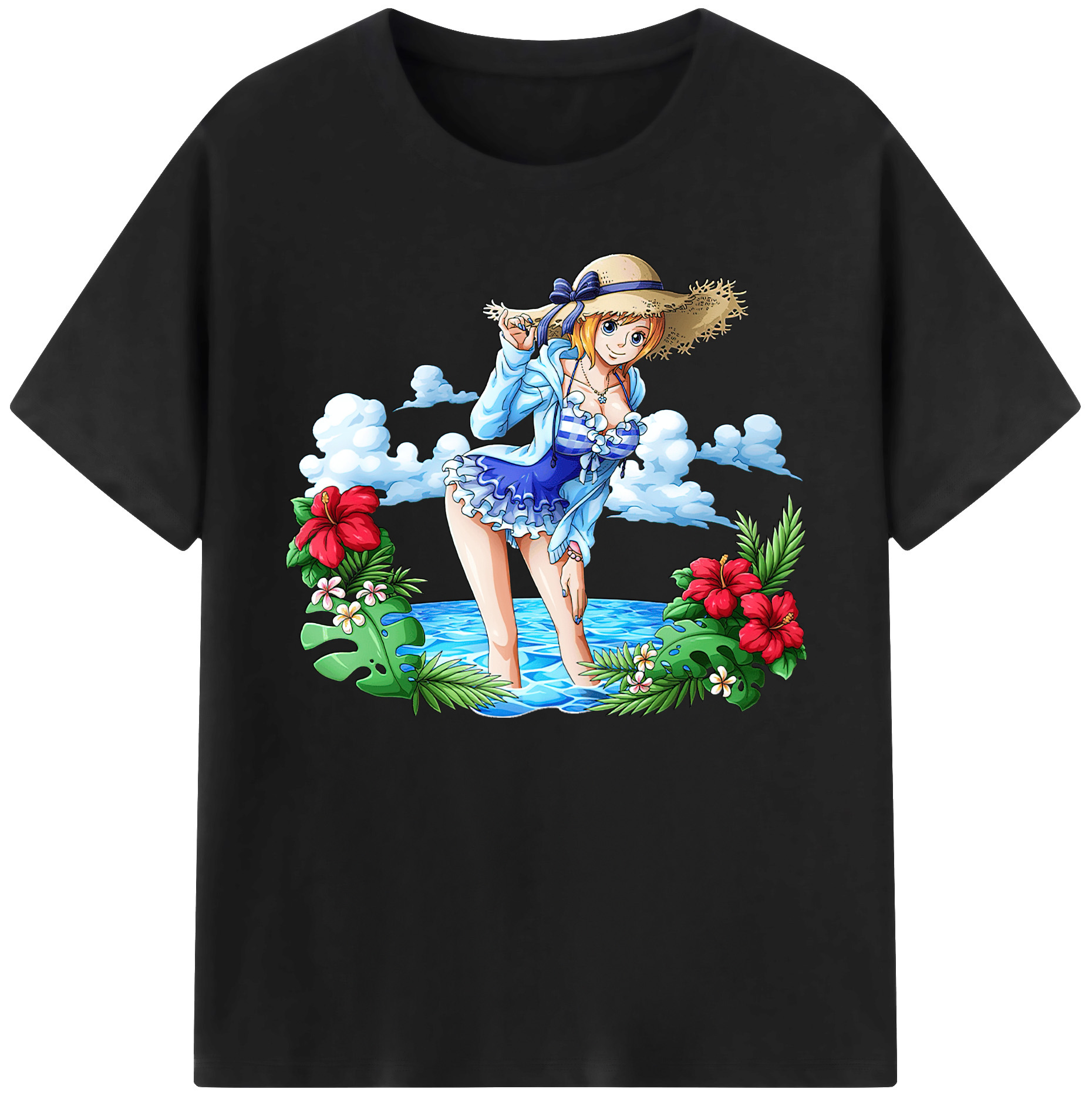 （画像用） ワンピース ナミ ONE PIECE Nami 綿100％ メンズ半袖Tシャツ｜肌触りやわらか＆通気性