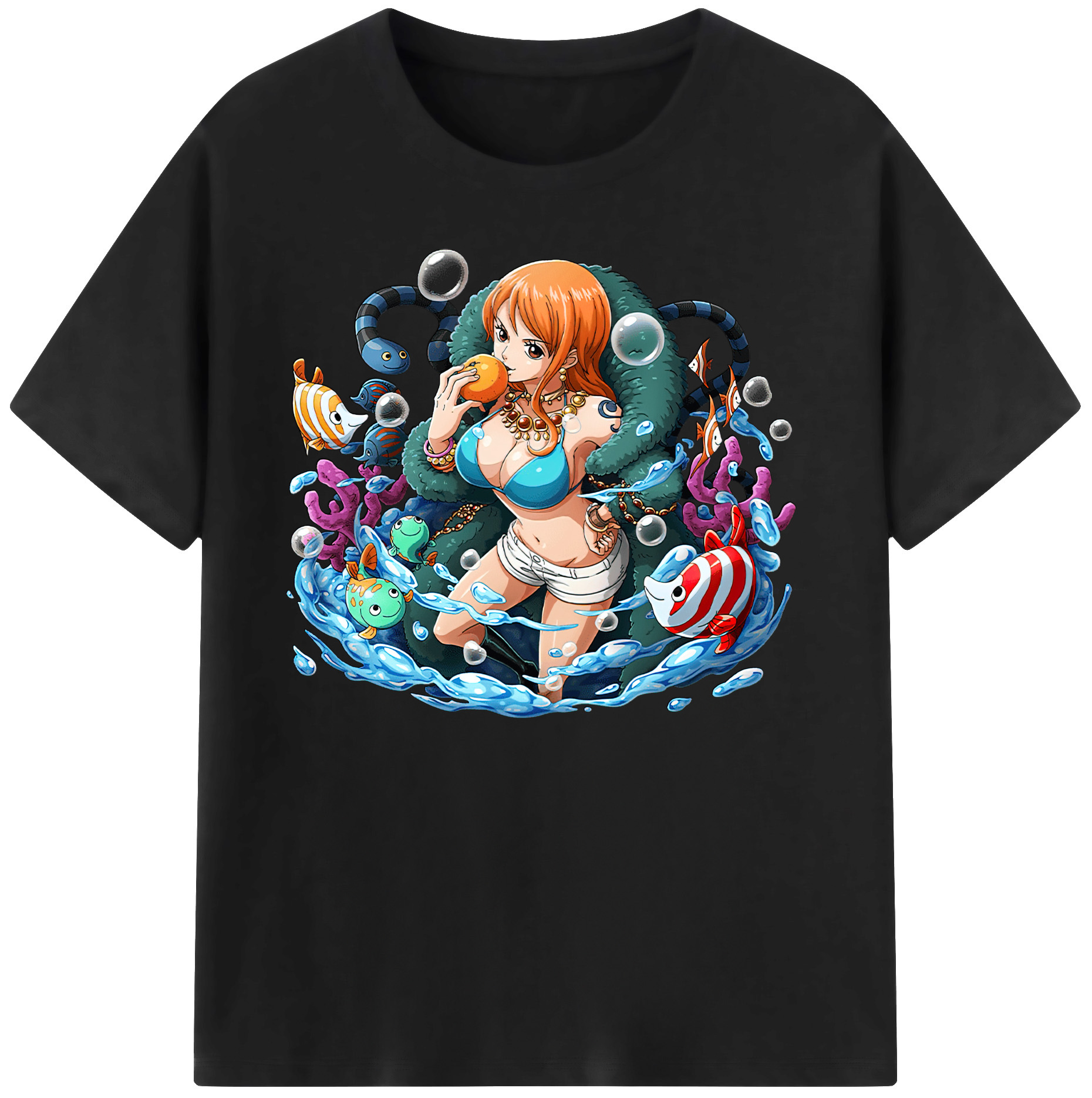 （画像用） ワンピース ナミ ONE PIECE Nami 綿100％ メンズ半袖Tシャツ｜肌触りやわらか＆通気性