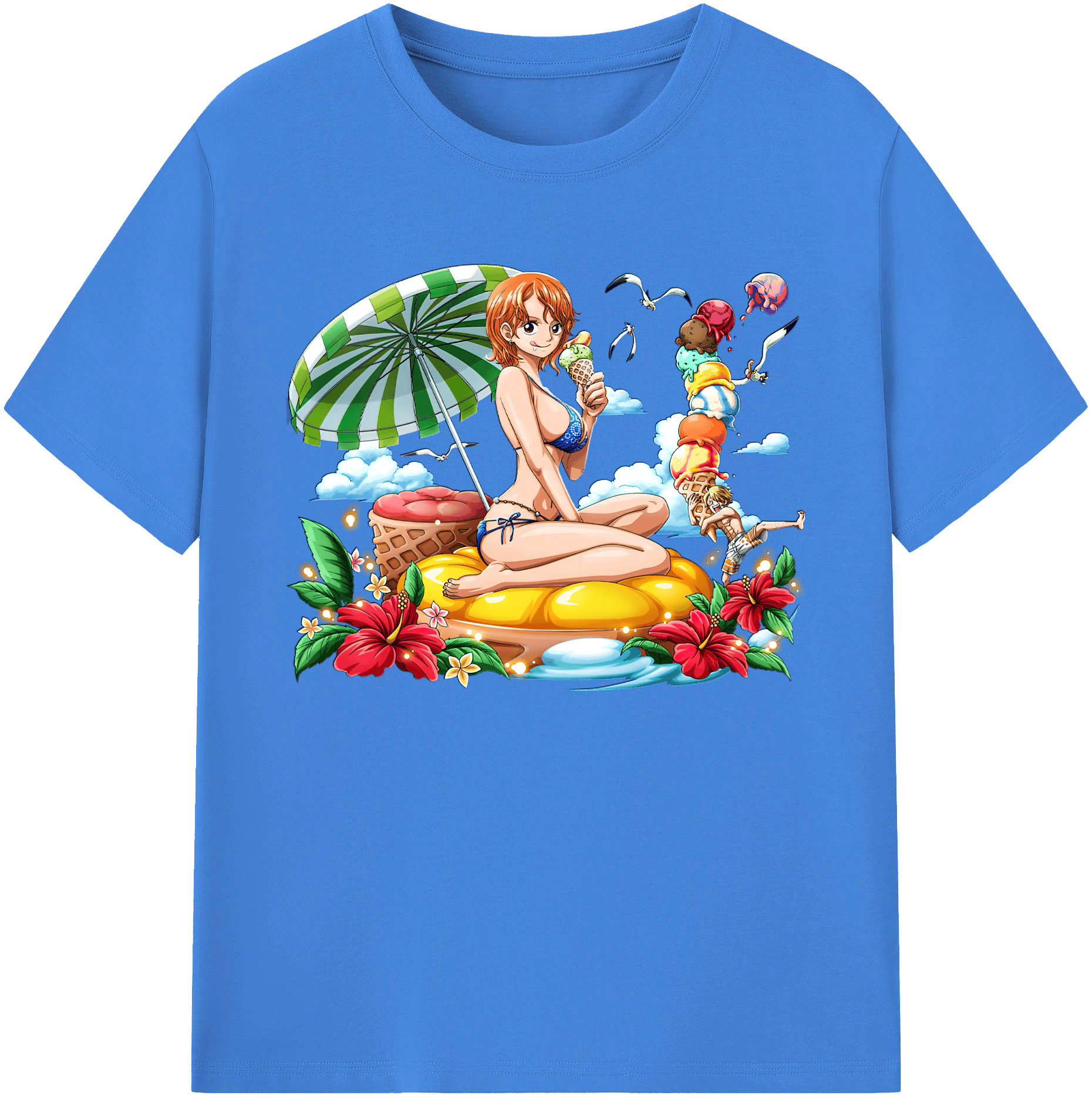 （画像用） ワンピース ナミ ONE PIECE Nami 綿100％ メンズ半袖Tシャツ｜肌触りやわらか＆通気性