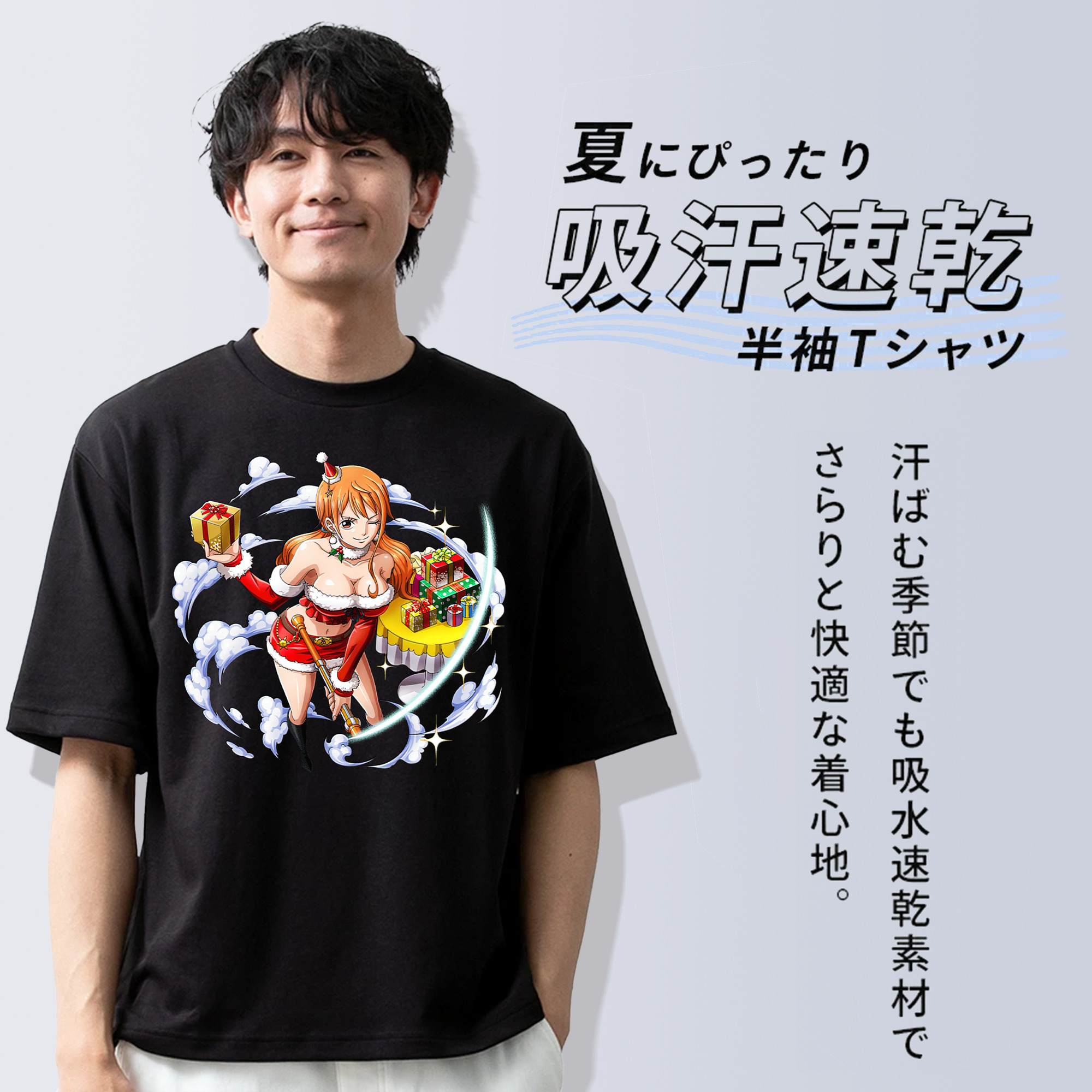 ワンピース ナミ ONE PIECE Nami 綿100％ メンズ半袖Tシャツ｜肌触りやわらか＆通気性