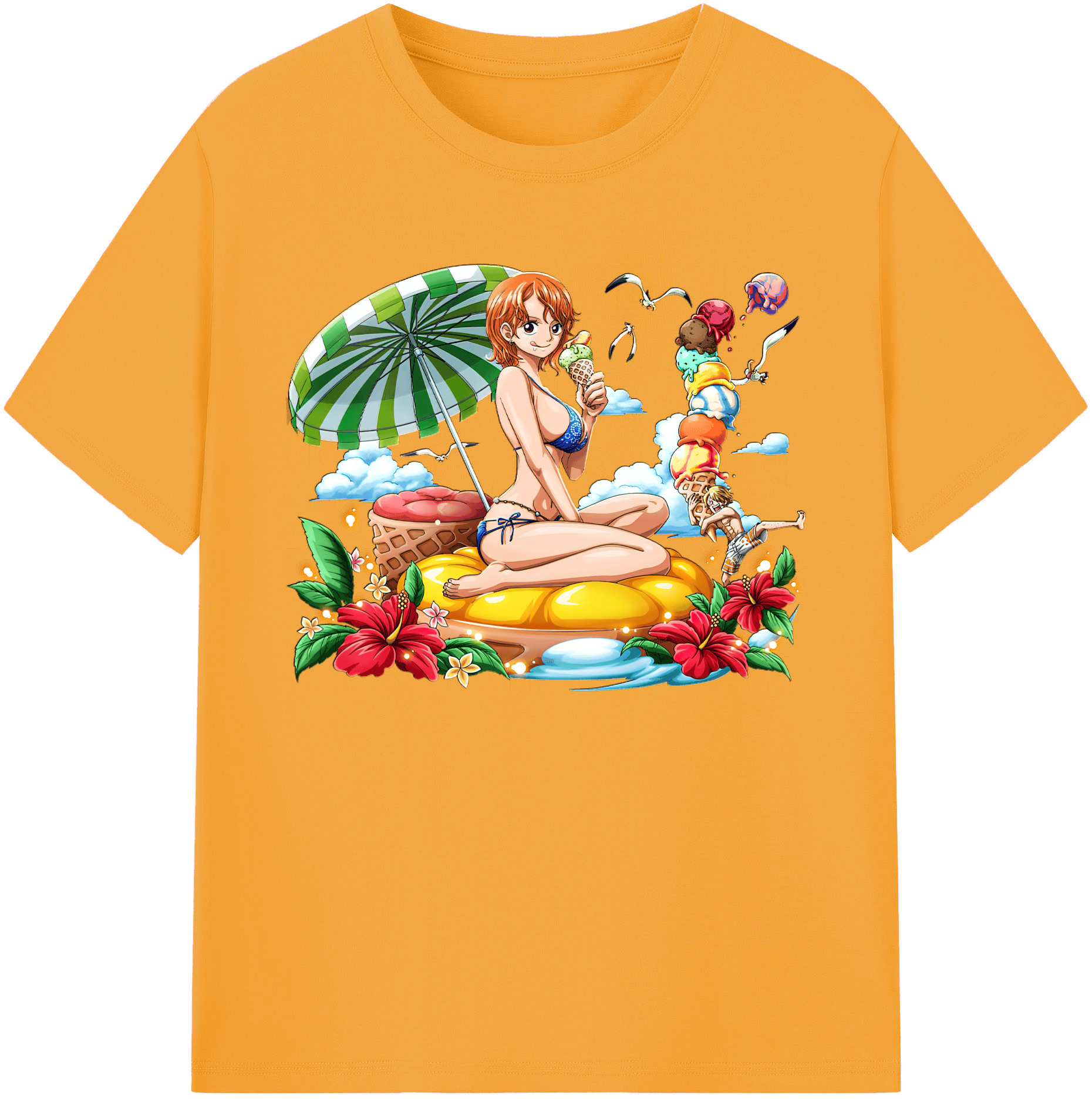 （画像用） ワンピース ナミ ONE PIECE Nami 綿100％ メンズ半袖Tシャツ｜肌触りやわらか＆通気性