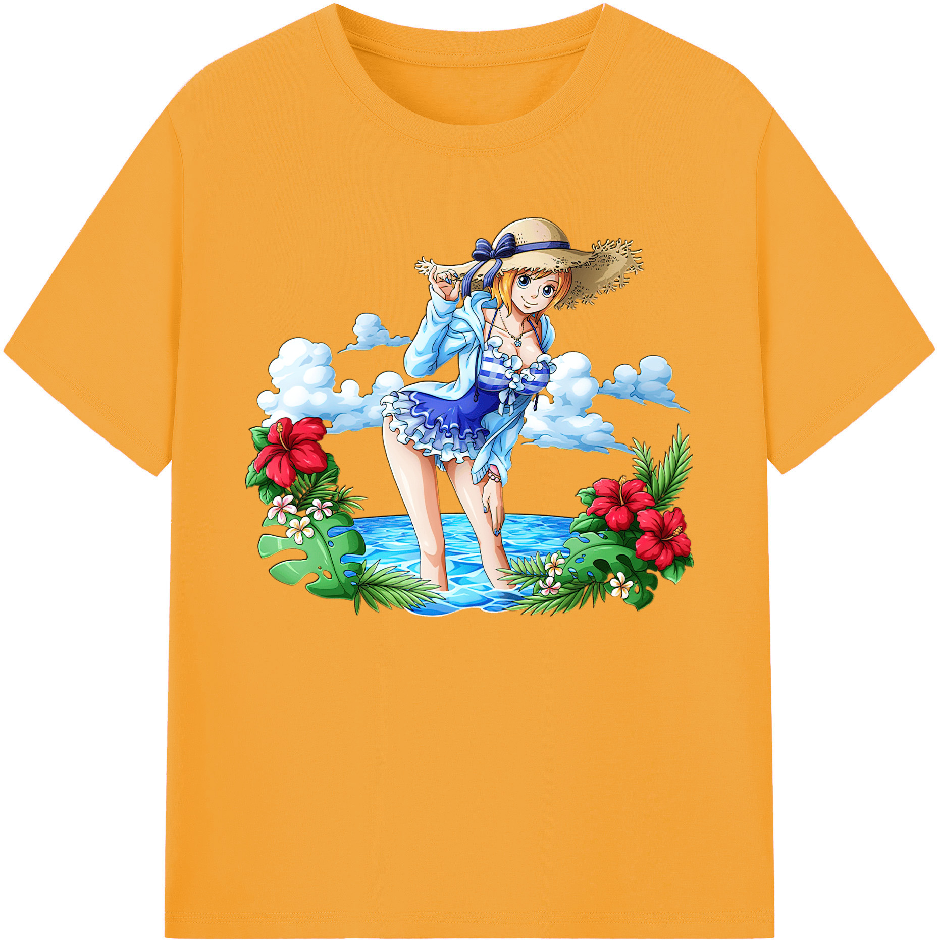 （画像用） ワンピース ナミ ONE PIECE Nami 綿100％ メンズ半袖Tシャツ｜肌触りやわらか＆通気性