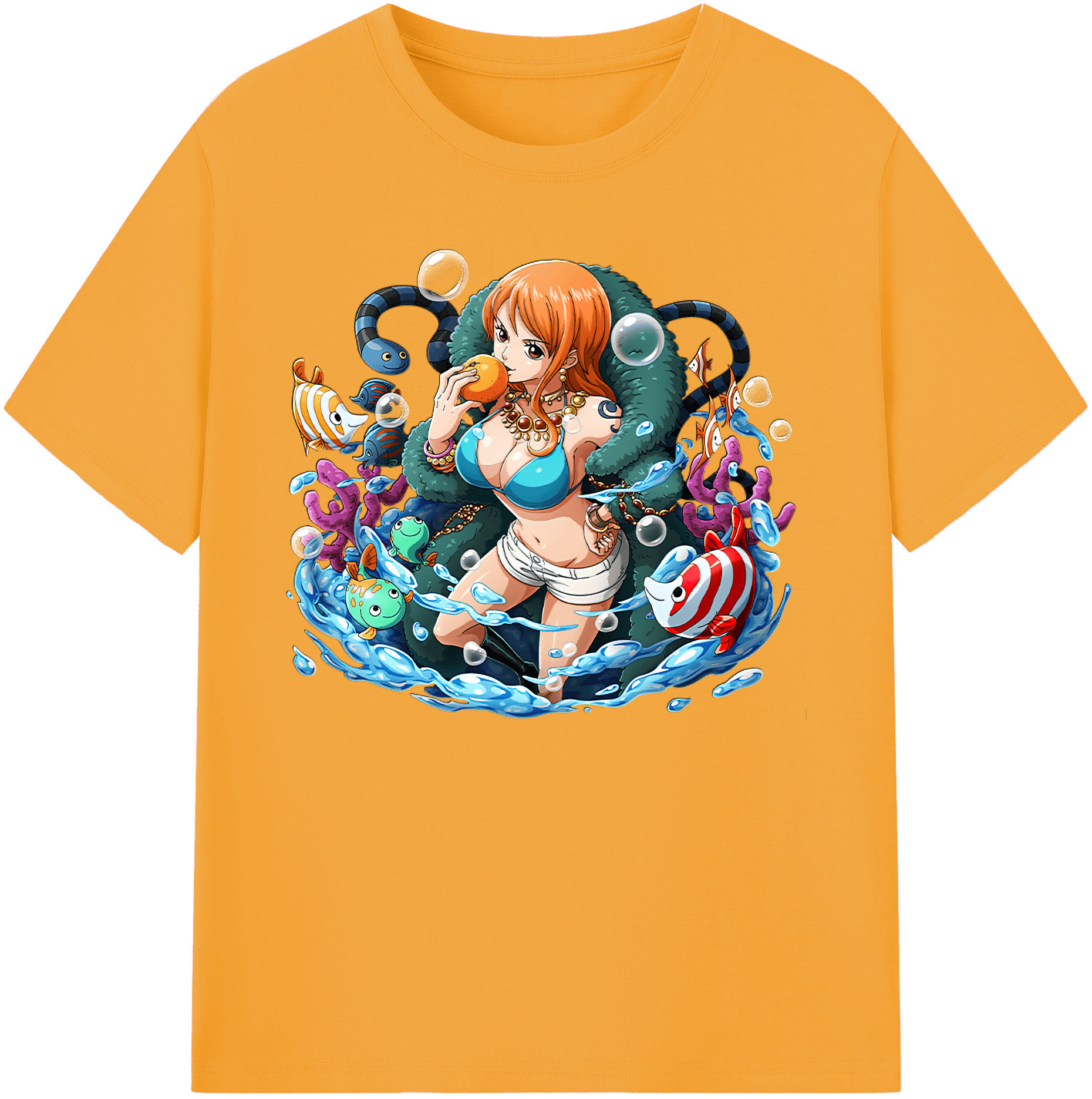 （画像用） ワンピース ナミ ONE PIECE Nami 綿100％ メンズ半袖Tシャツ｜肌触りやわらか＆通気性