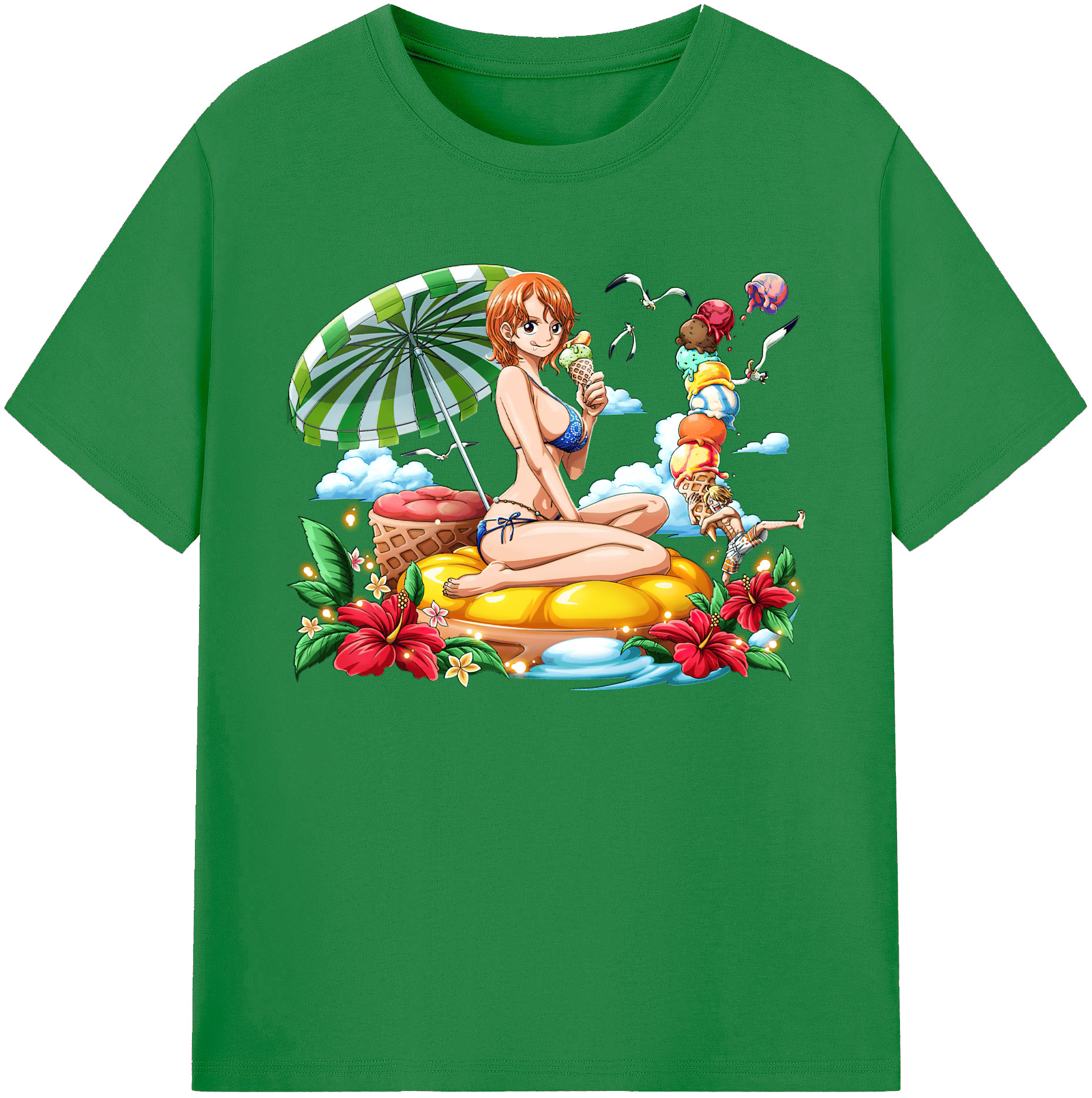 （画像用） ワンピース ナミ ONE PIECE Nami 綿100％ メンズ半袖Tシャツ｜肌触りやわらか＆通気性