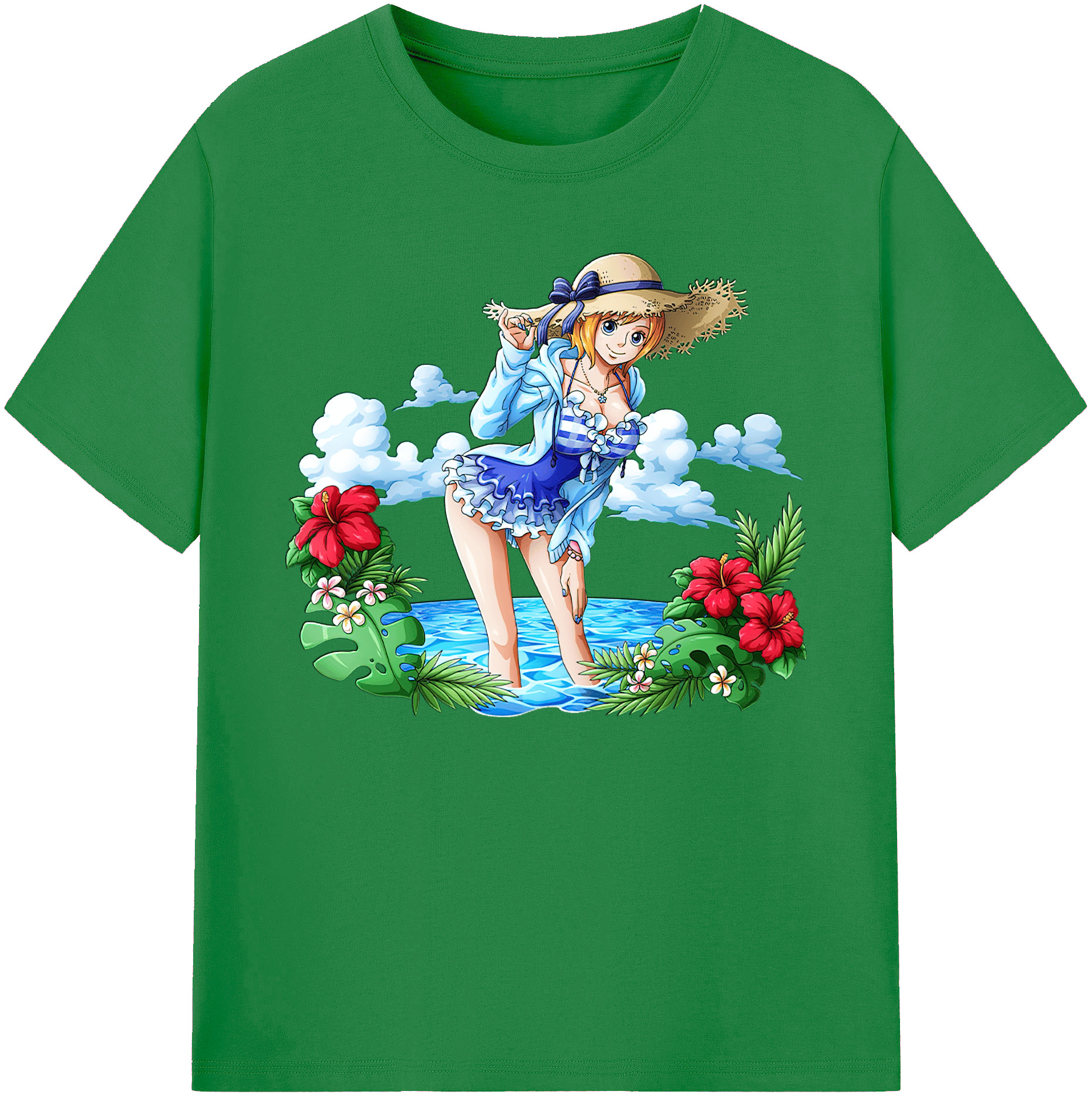 （画像用） ワンピース ナミ ONE PIECE Nami 綿100％ メンズ半袖Tシャツ｜肌触りやわらか＆通気性