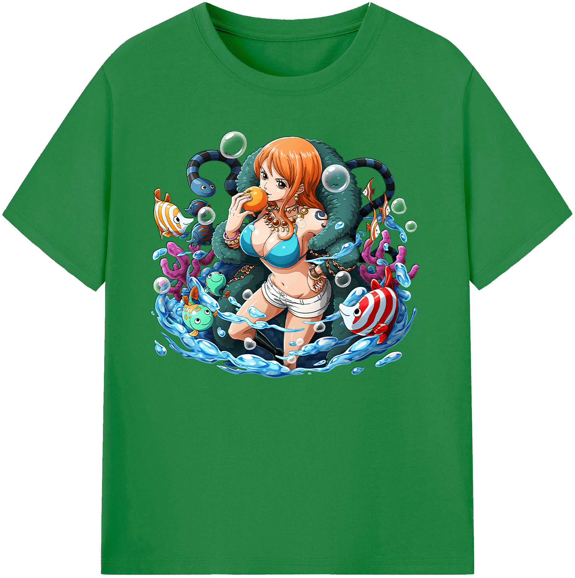 （画像用） ワンピース ナミ ONE PIECE Nami 綿100％ メンズ半袖Tシャツ｜肌触りやわらか＆通気性