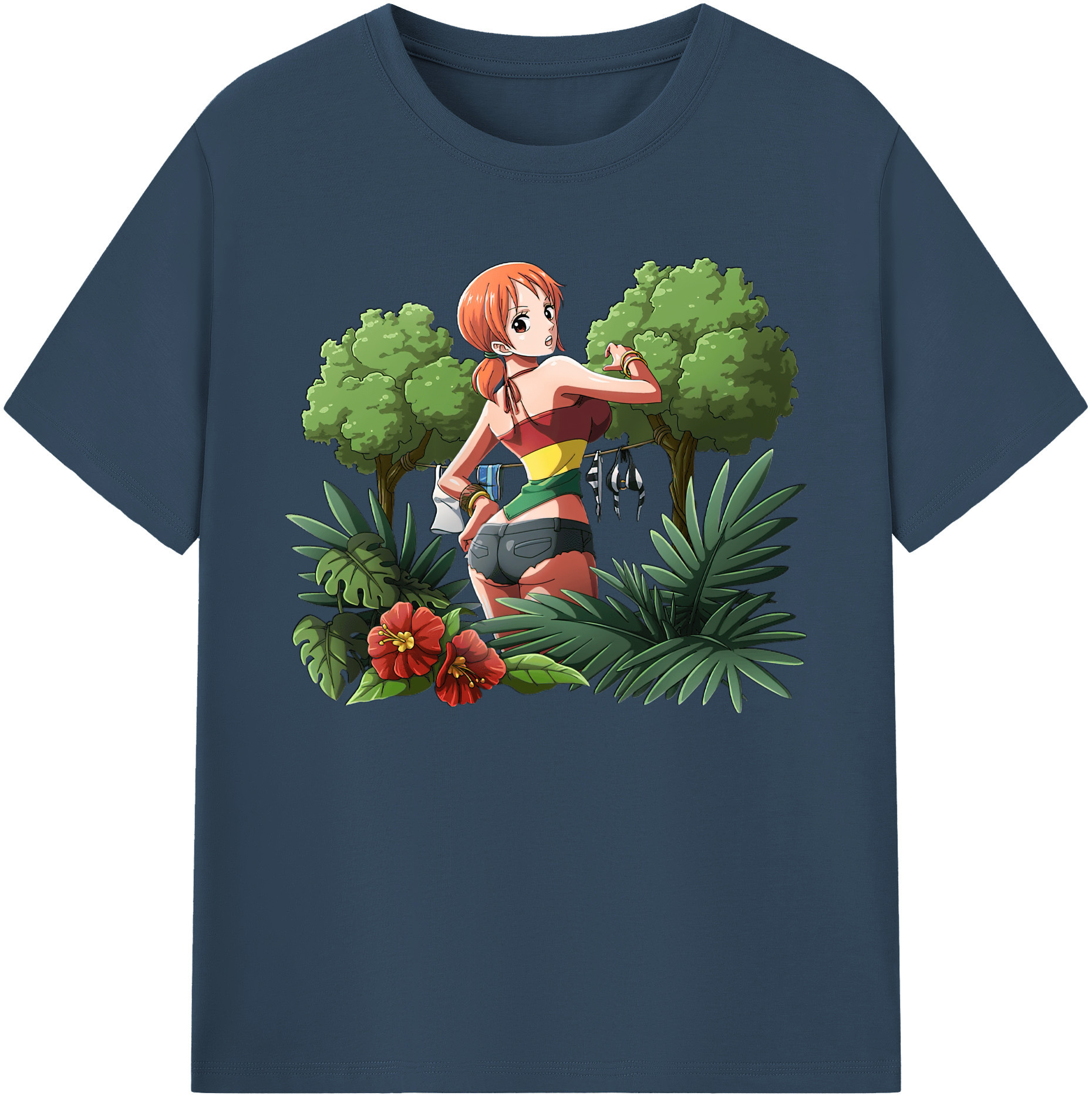 （画像用） ワンピース ナミ ONE PIECE Nami 綿100％ メンズ半袖Tシャツ｜肌触りやわらか＆通気性