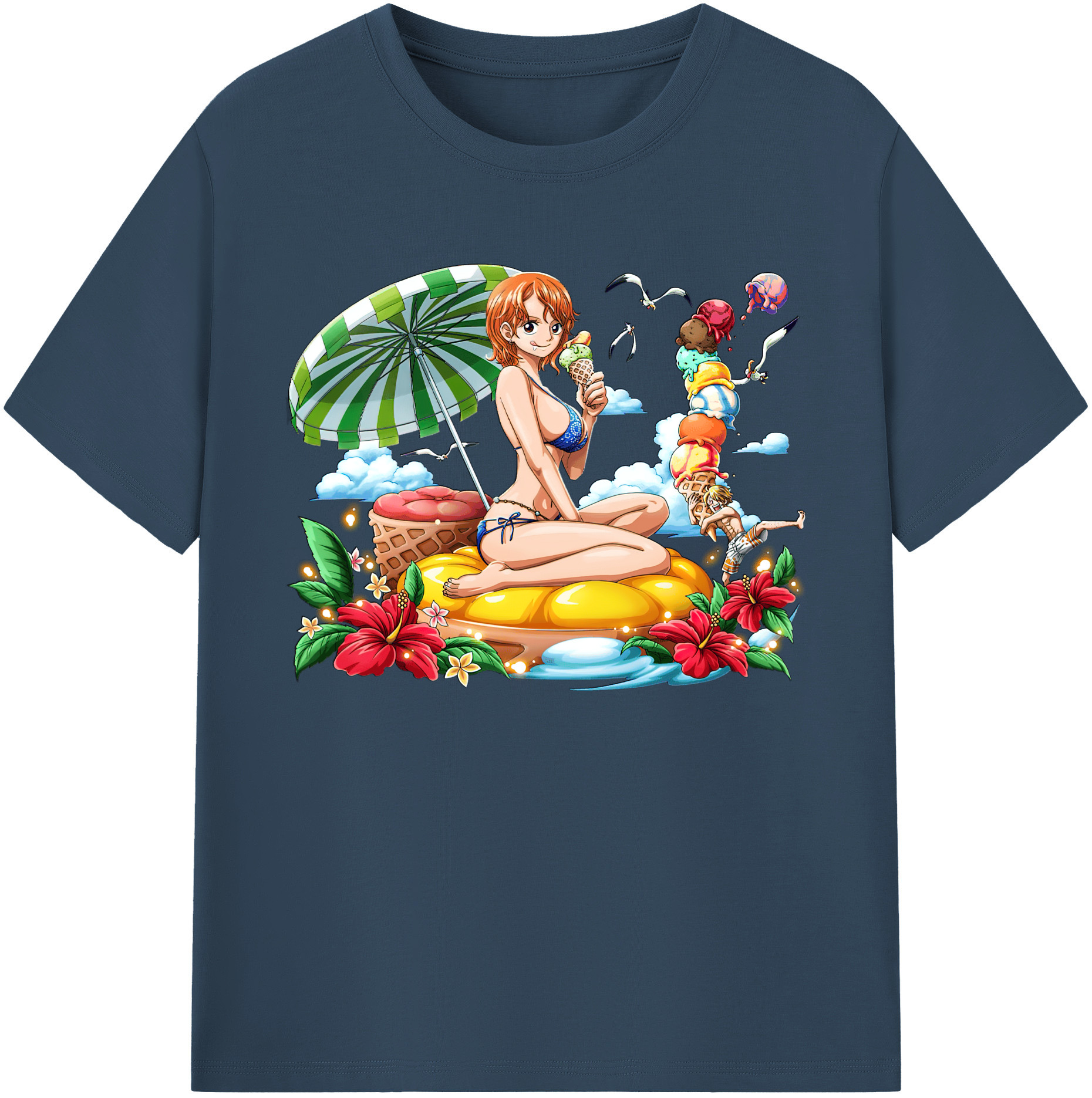 （画像用） ワンピース ナミ ONE PIECE Nami 綿100％ メンズ半袖Tシャツ｜肌触りやわらか＆通気性