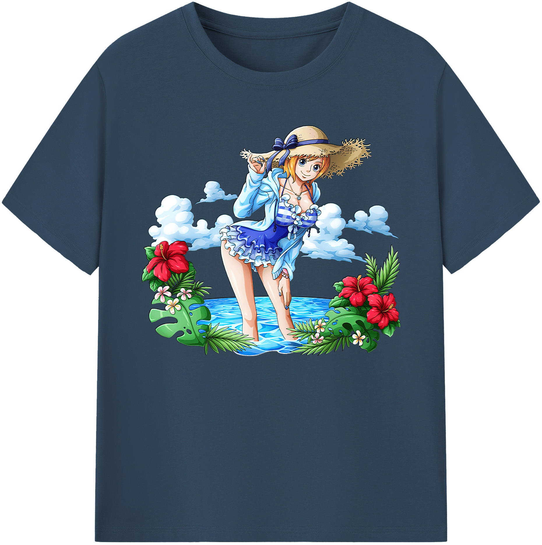 （画像用） ワンピース ナミ ONE PIECE Nami 綿100％ メンズ半袖Tシャツ｜肌触りやわらか＆通気性