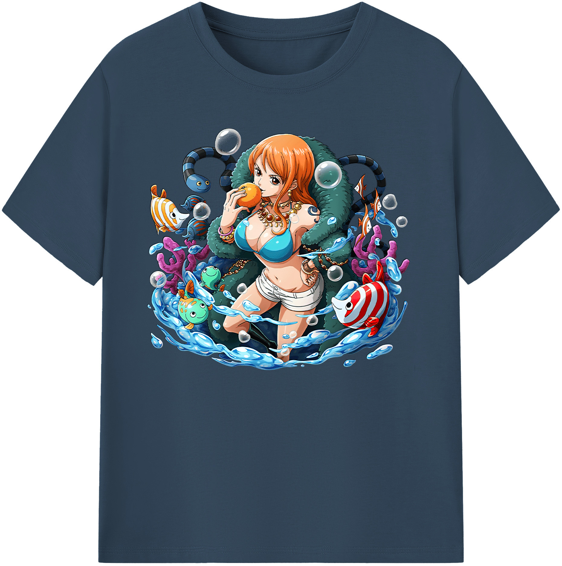 （画像用） ワンピース ナミ ONE PIECE Nami 綿100％ メンズ半袖Tシャツ｜肌触りやわらか＆通気性