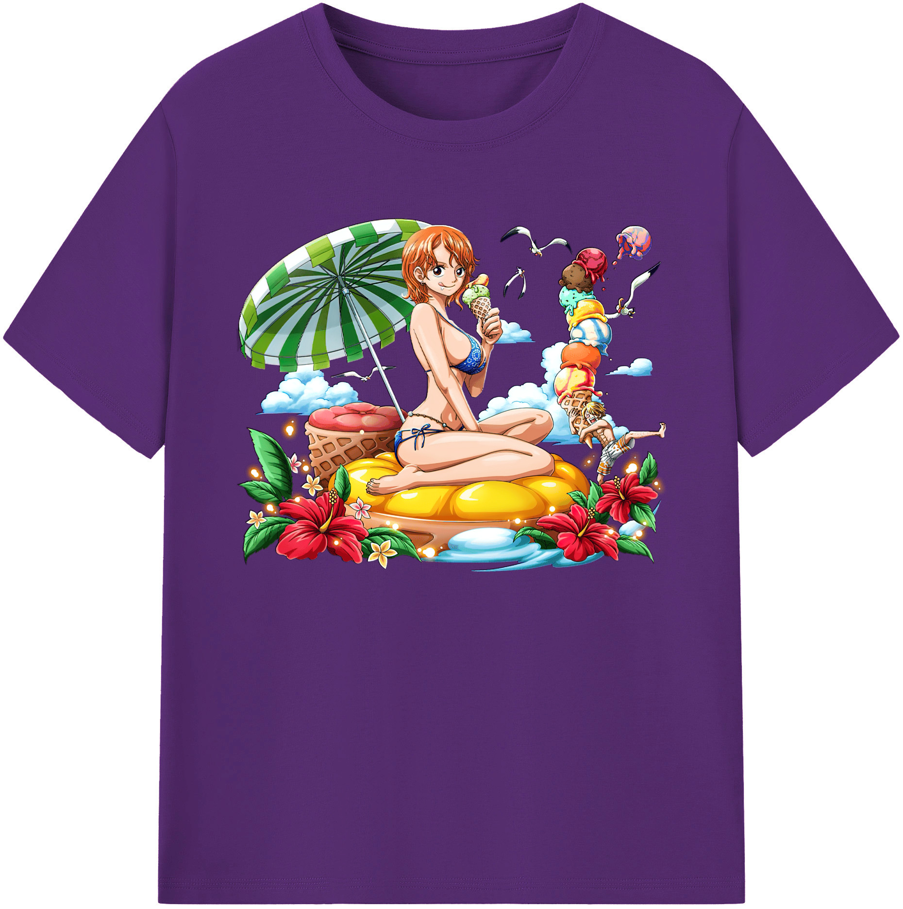 （画像用） ワンピース ナミ ONE PIECE Nami 綿100％ メンズ半袖Tシャツ｜肌触りやわらか＆通気性