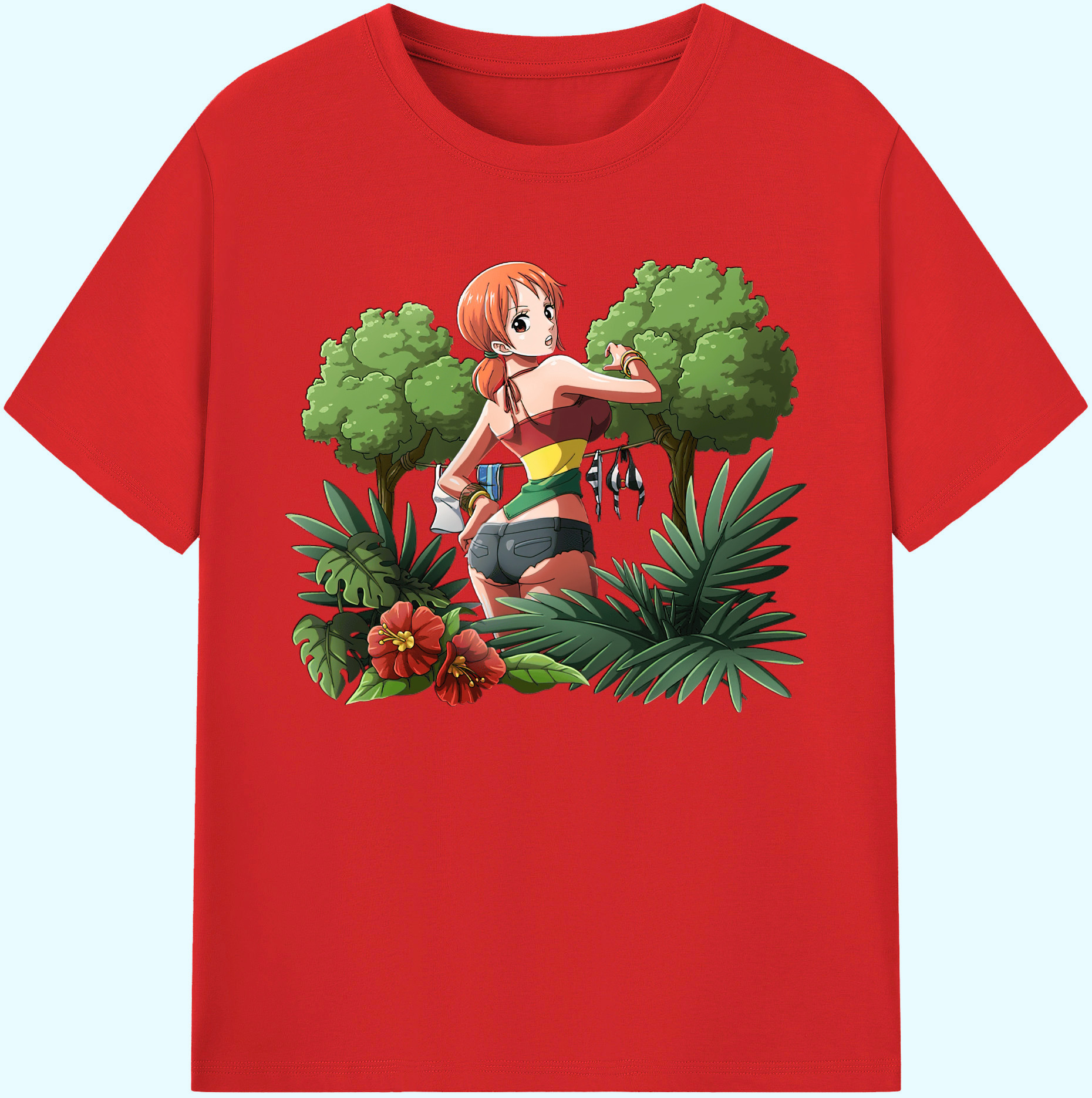 （画像用） ワンピース ナミ ONE PIECE Nami 綿100％ メンズ半袖Tシャツ｜肌触りやわらか＆通気性