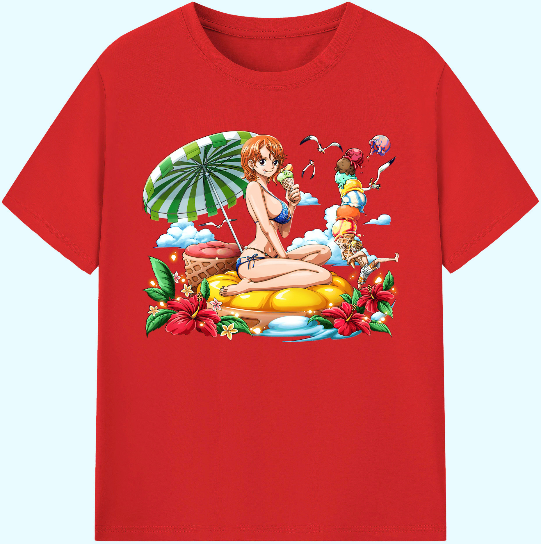 （画像用） ワンピース ナミ ONE PIECE Nami 綿100％ メンズ半袖Tシャツ｜肌触りやわらか＆通気性