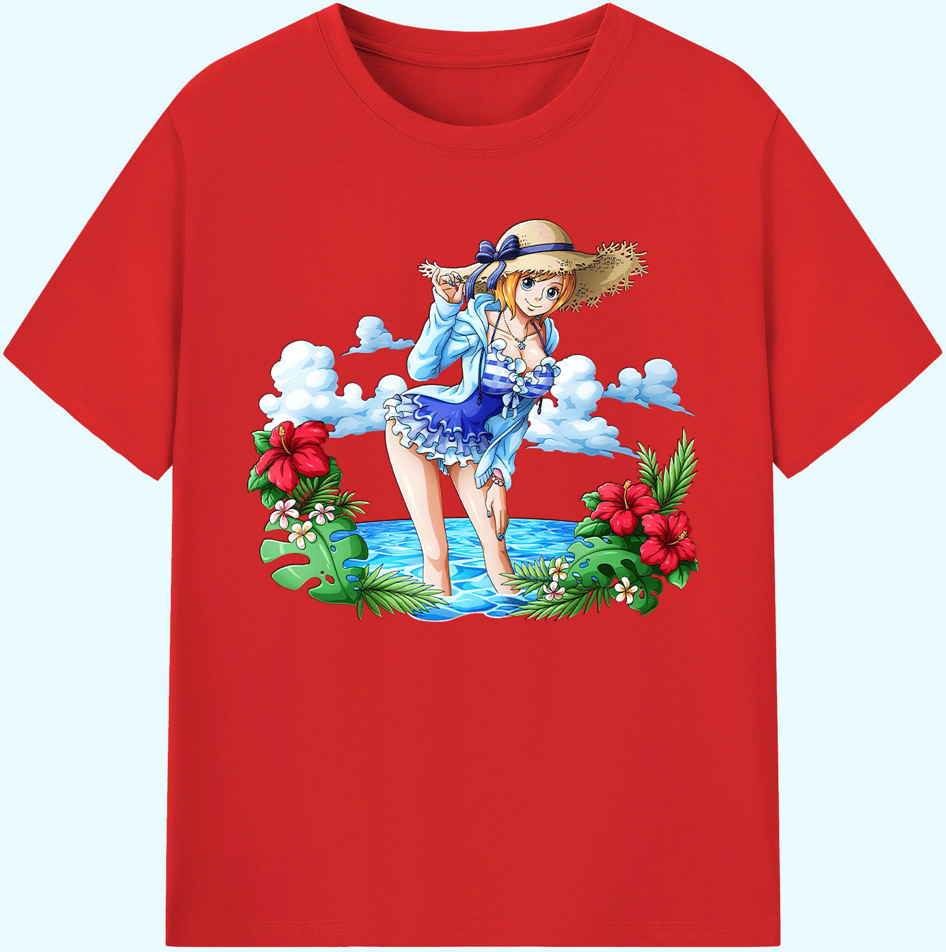 （画像用） ワンピース ナミ ONE PIECE Nami 綿100％ メンズ半袖Tシャツ｜肌触りやわらか＆通気性