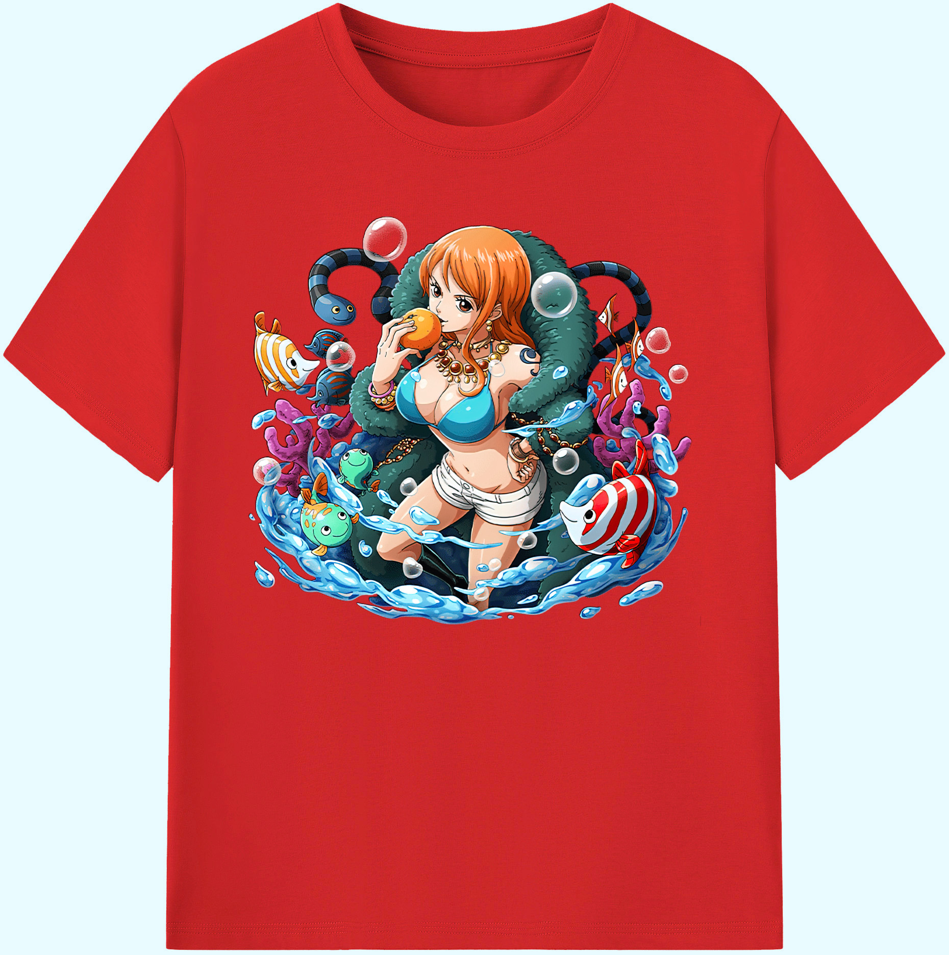 （画像用） ワンピース ナミ ONE PIECE Nami 綿100％ メンズ半袖Tシャツ｜肌触りやわらか＆通気性